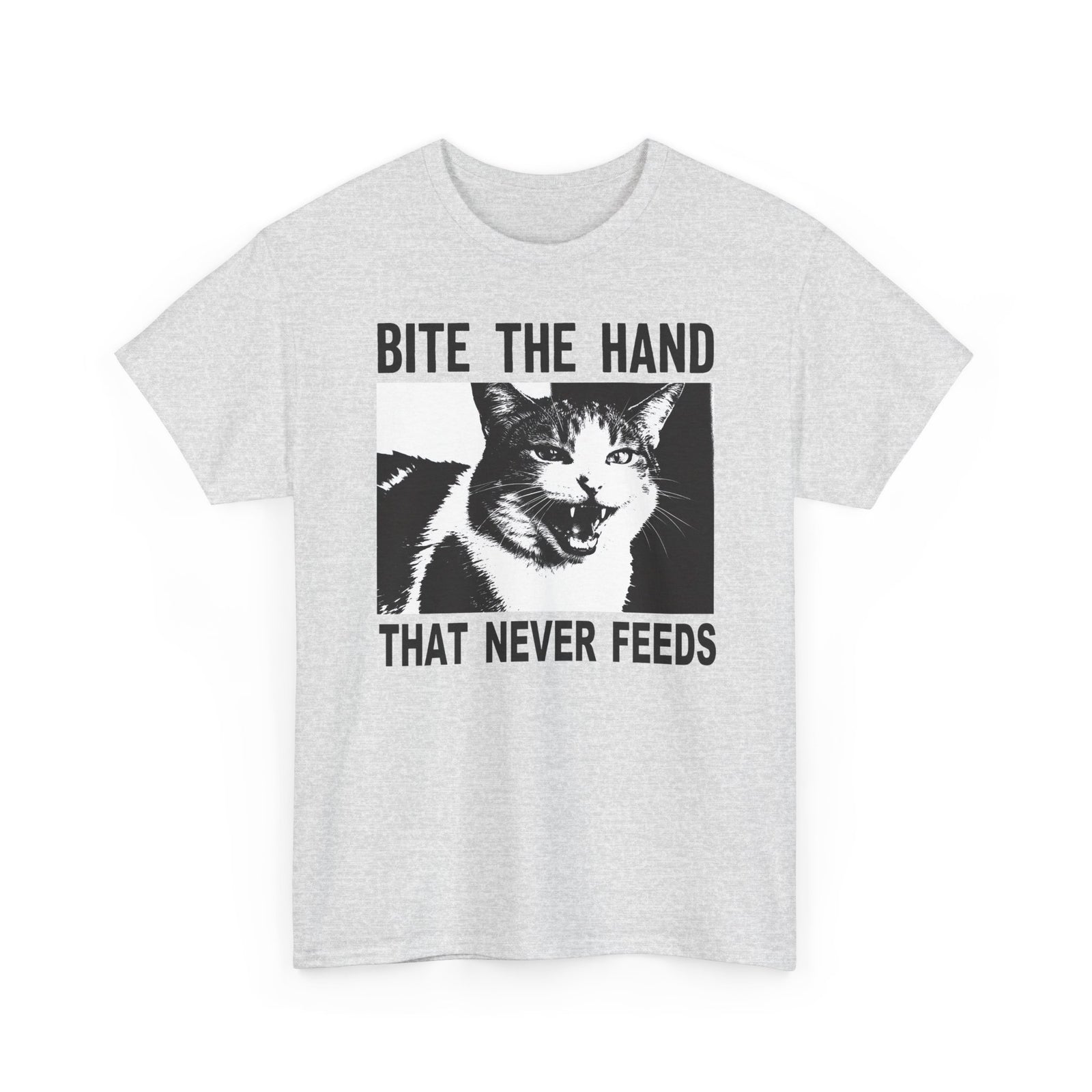Cat Bite The Hand That Never Feeds Graphic Tee