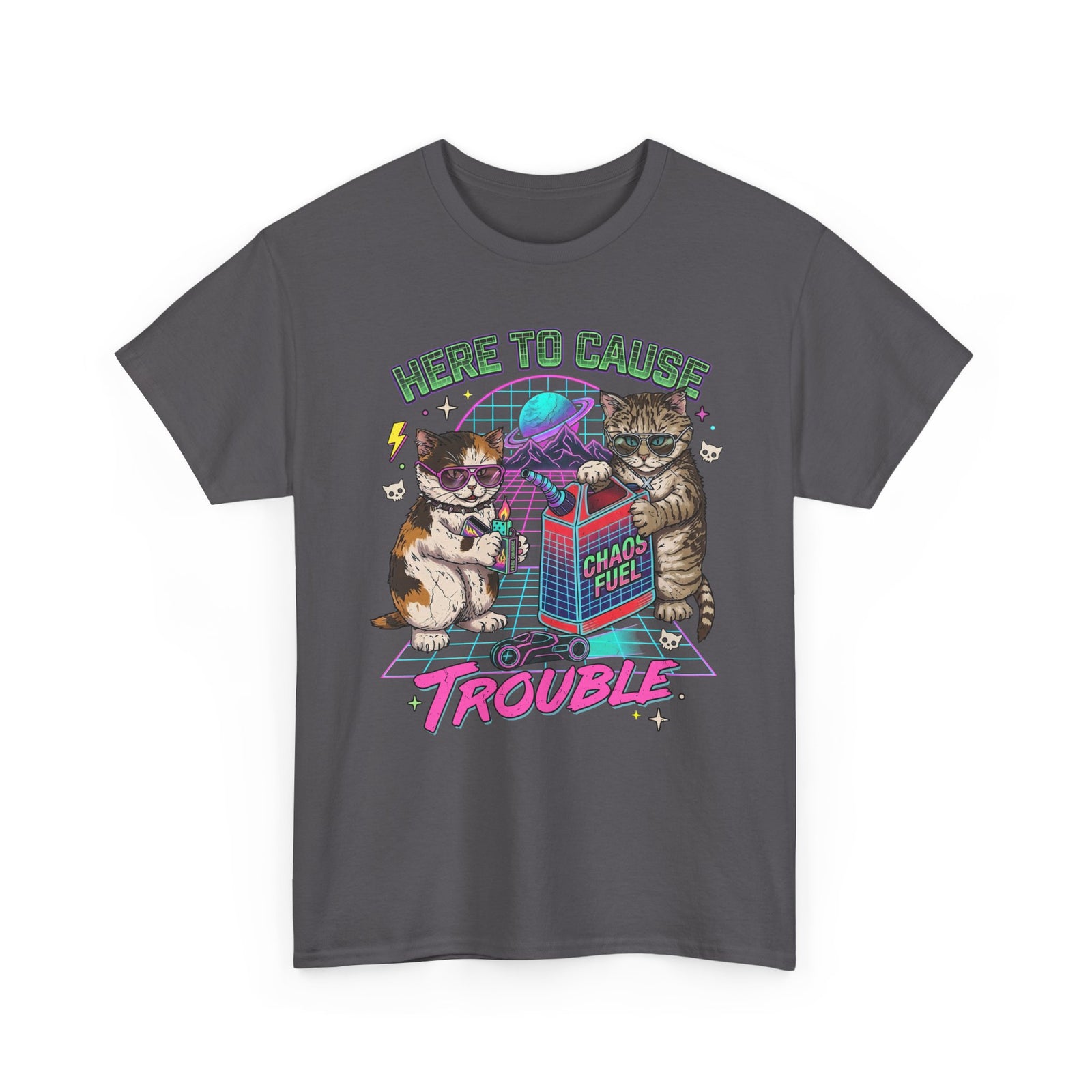 Here to Cause Trouble Naughty Cats T-Shirt