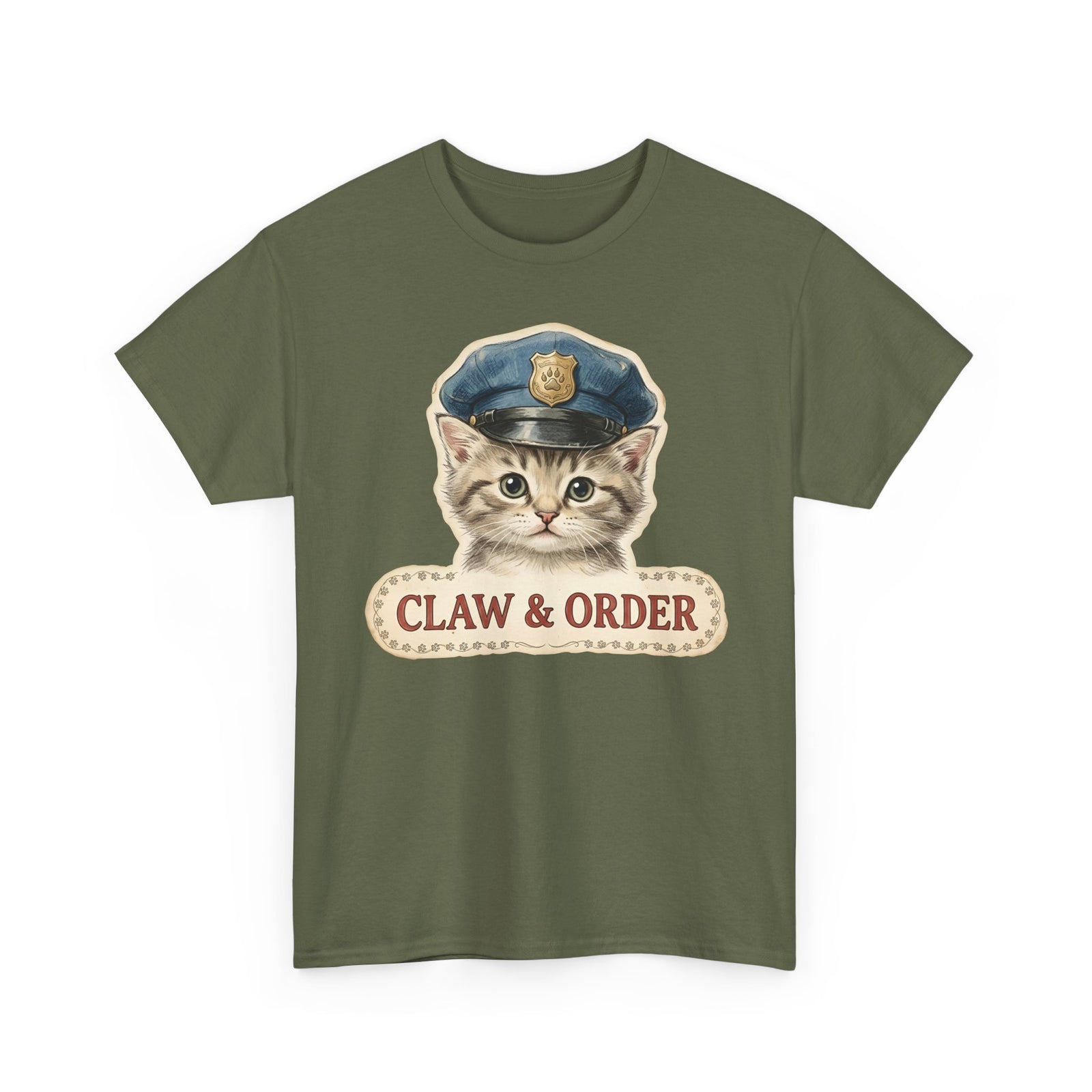 Claw and Order Cat T-Shirt — Funny Cat Crime Pun Tee