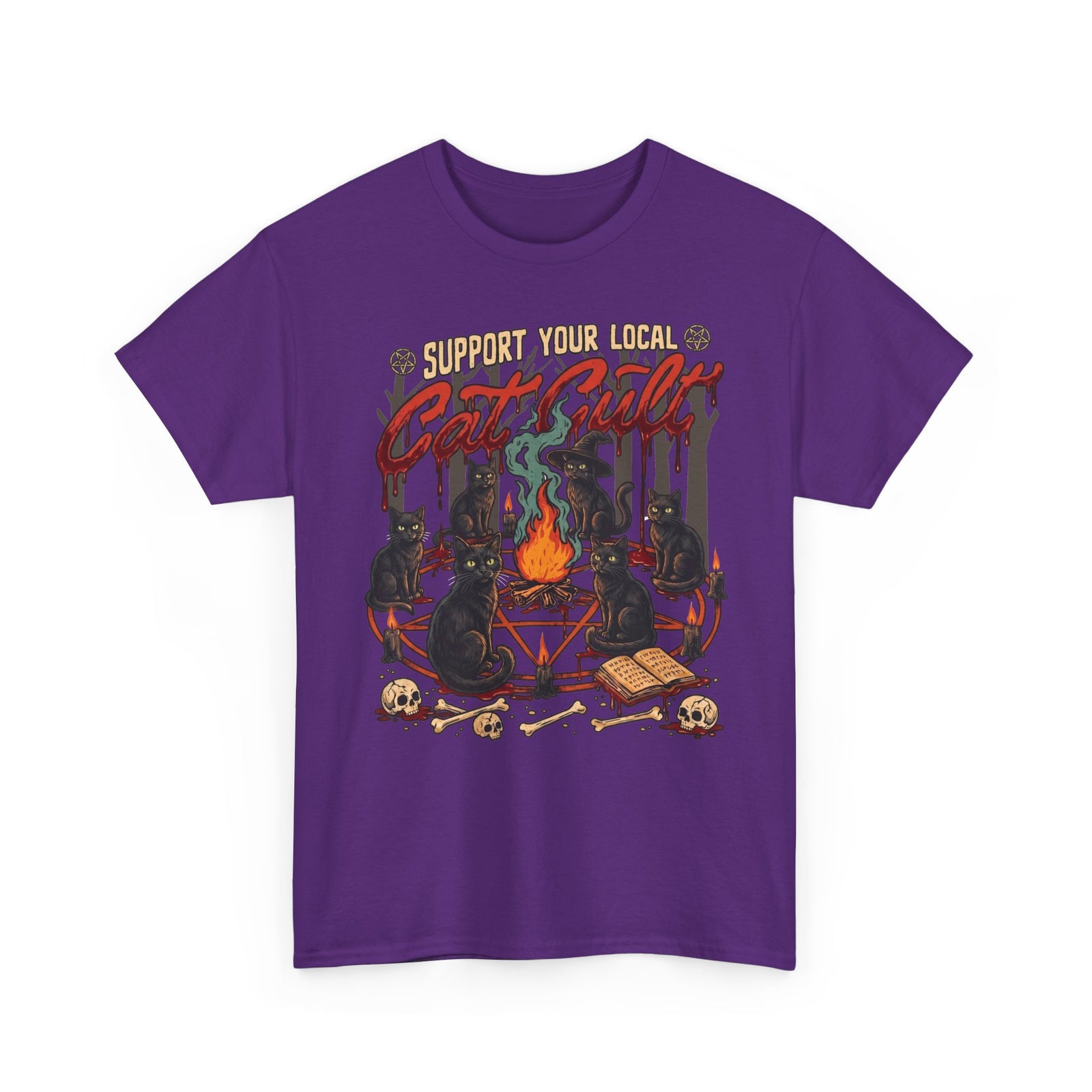 Support Your Local Cat Cult T-Shirt — Witchy Occult Black Cats Tee