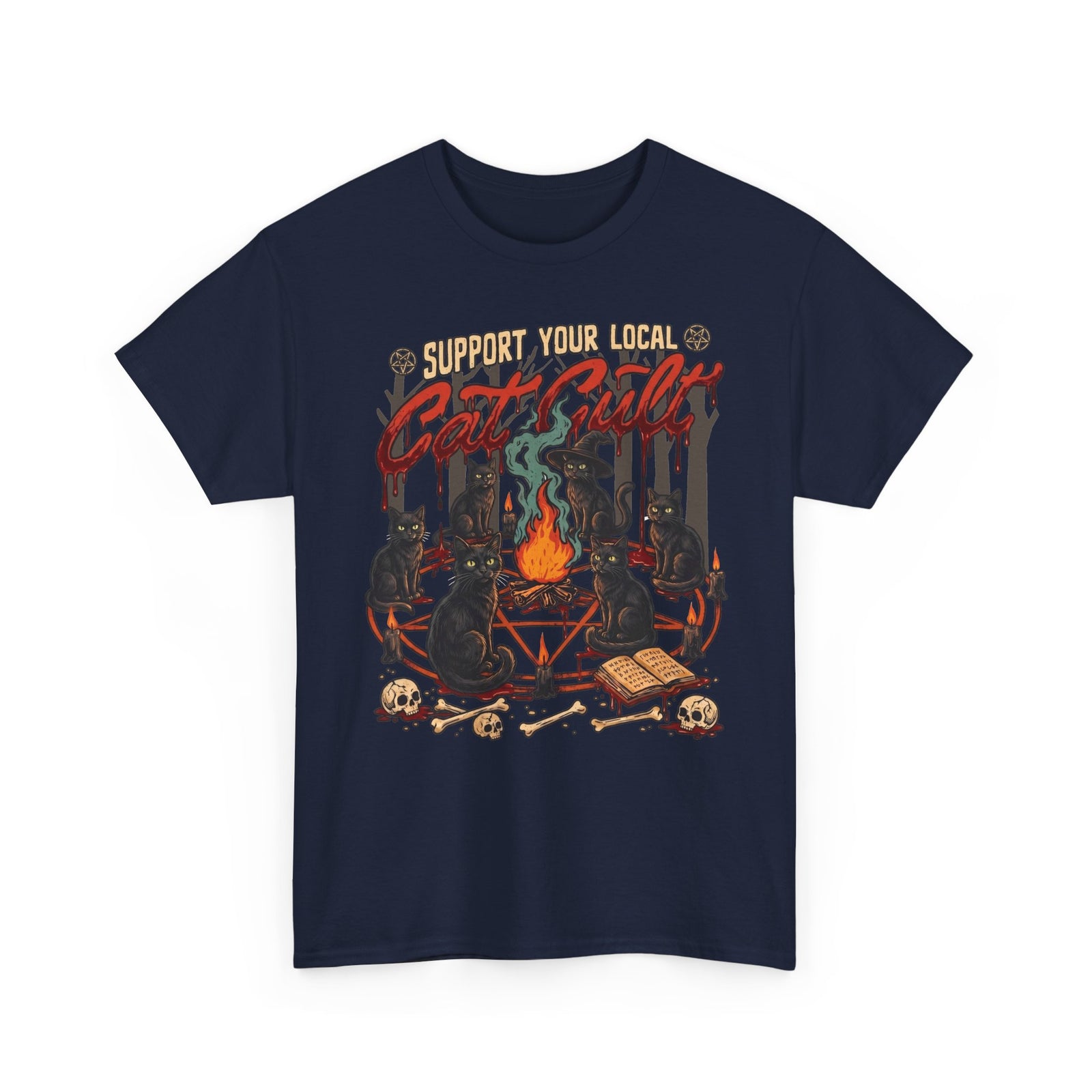 Support Your Local Cat Cult T-Shirt — Witchy Occult Black Cats Tee