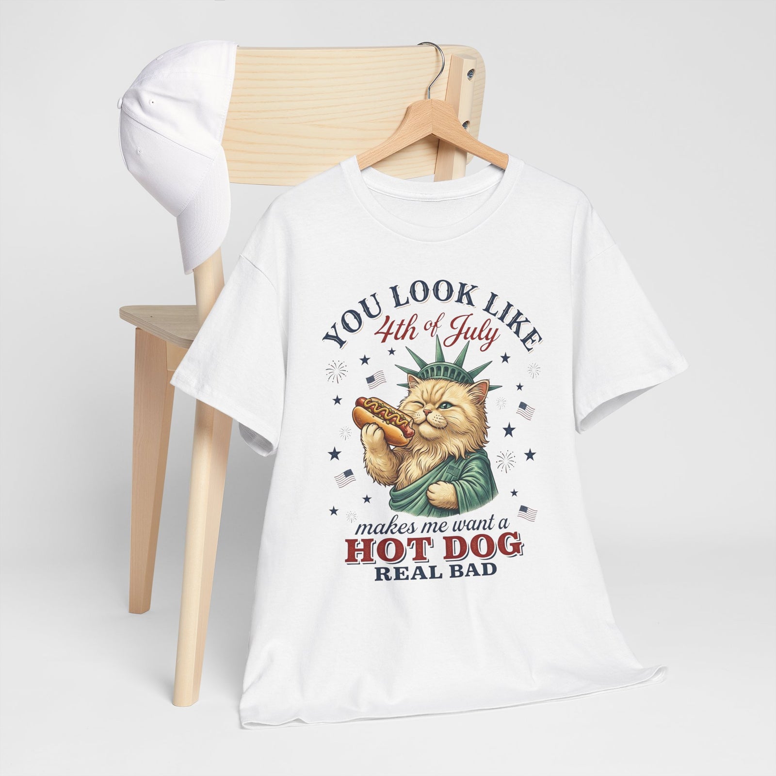 4th of July Cat & Hot Dog T-Shirt — Patriotic Fourth of July Tee