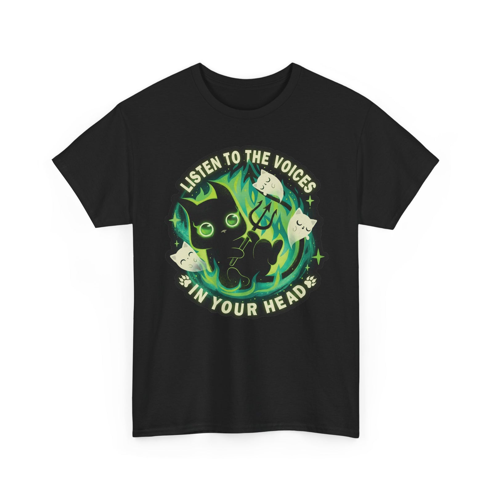 Listen To The Voices In Your Head Devil Cat — Spooky Cute Black Cat Art