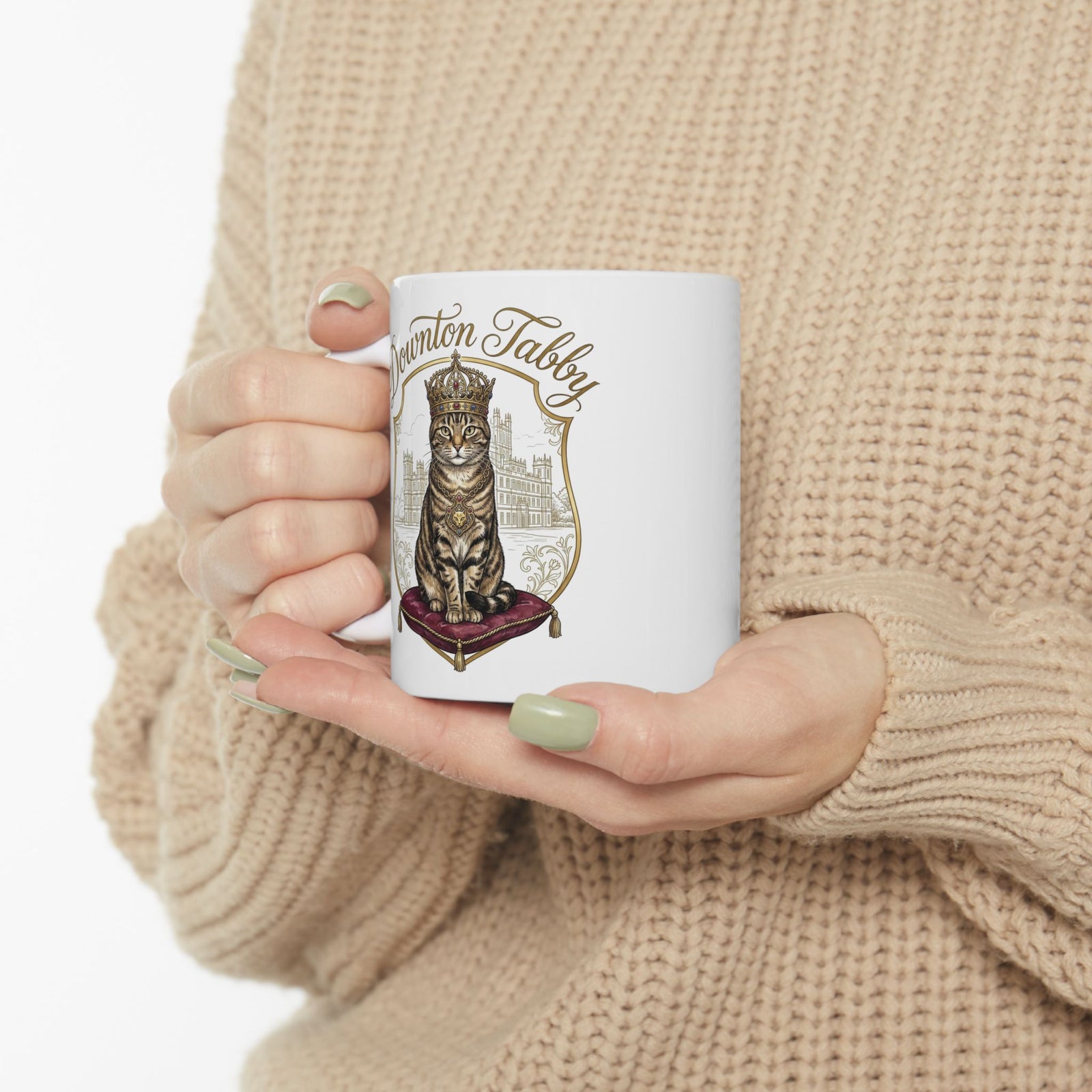 Downton Abbey Cat Parody Ceramic Mug — Funny Period Drama Cat Mug