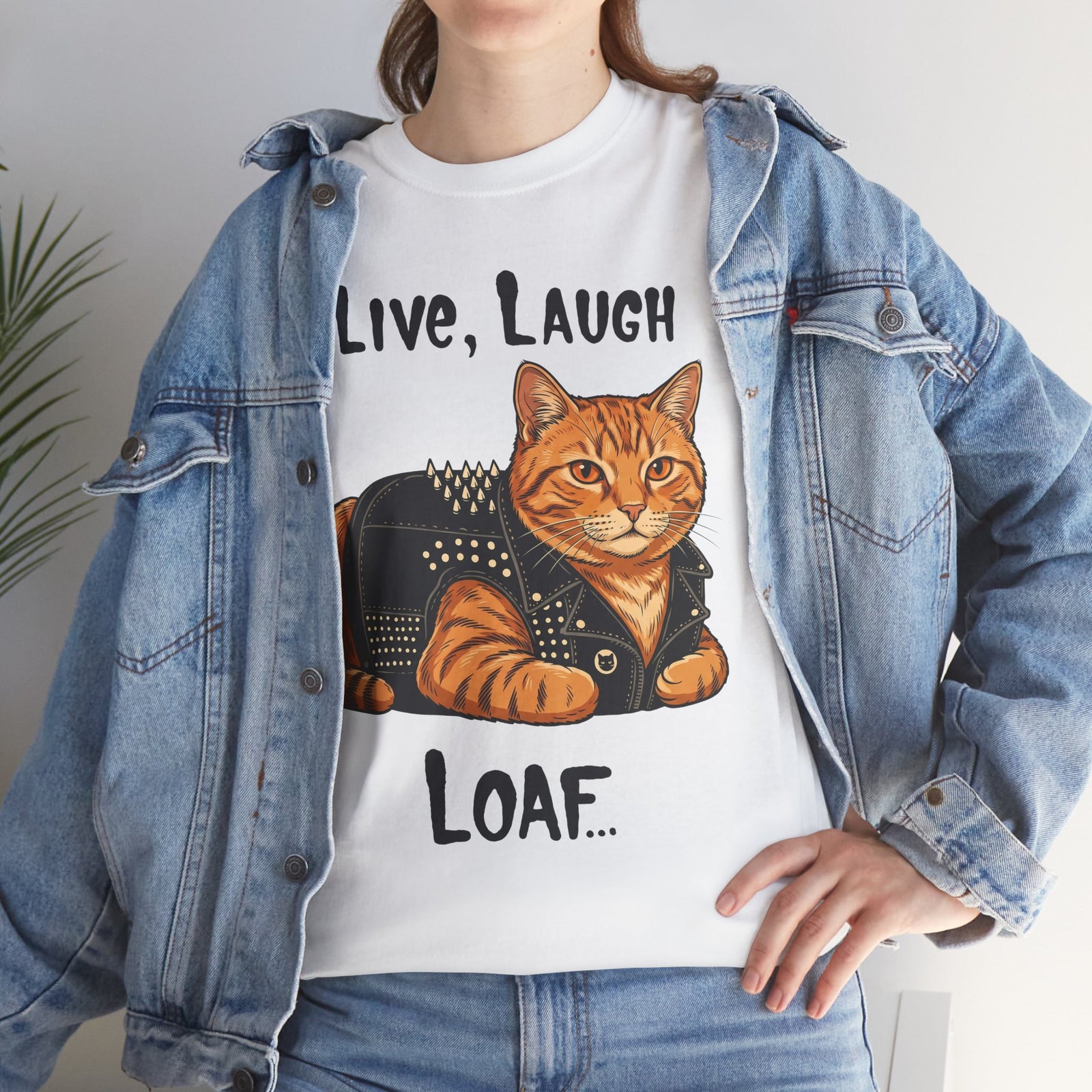 "Live, Laugh, Loaf" Punk Rock Orange Cat T-Shirt