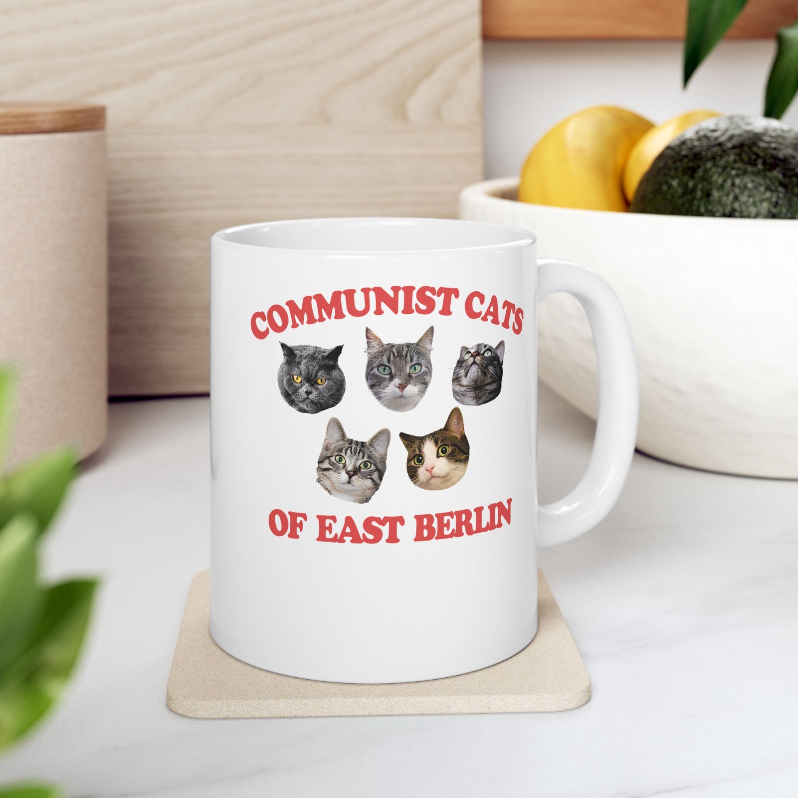 Communist Cats of East Berlin Ceramic Mug — Retro Socialist Cat Mug