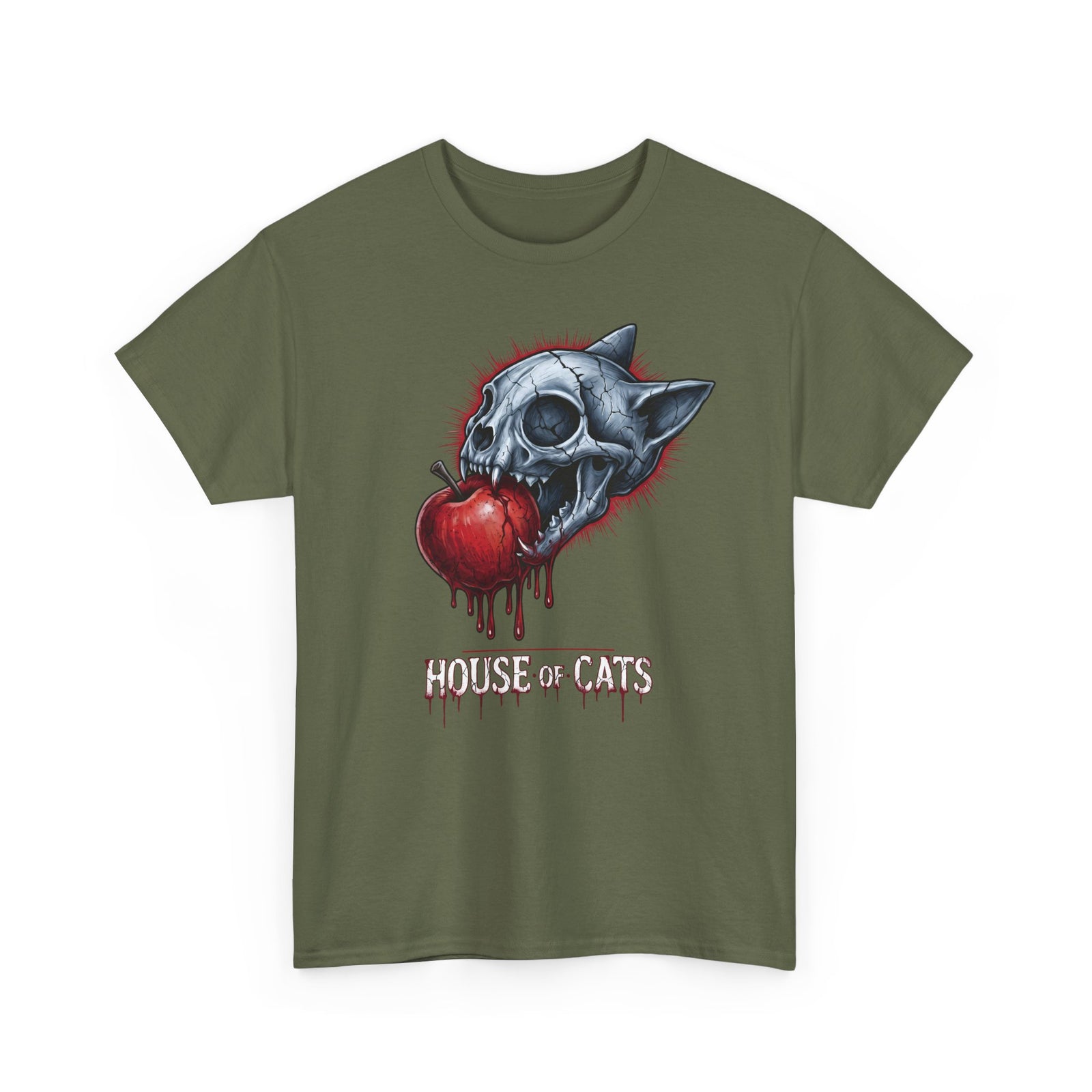 House Of Cats T-Shirt — Gothic Cat Skull Dripping Apple Tee