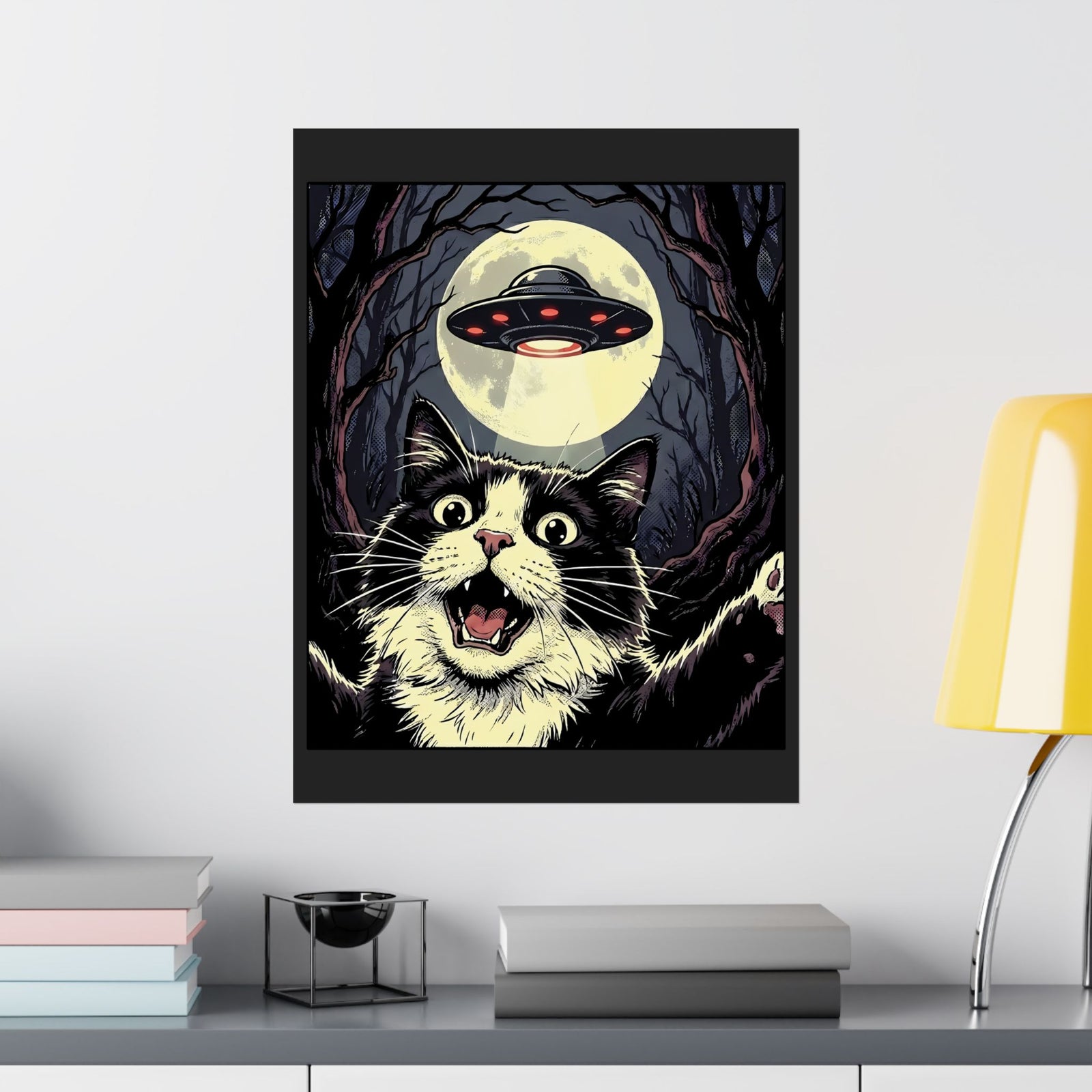 Cat Selfie With UFO Poster