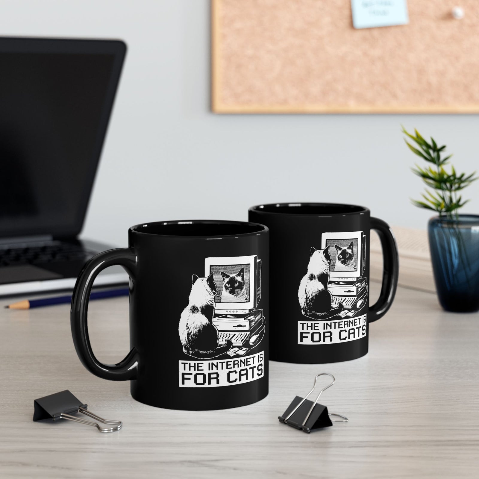 The Internet Is For Cats Black Mug