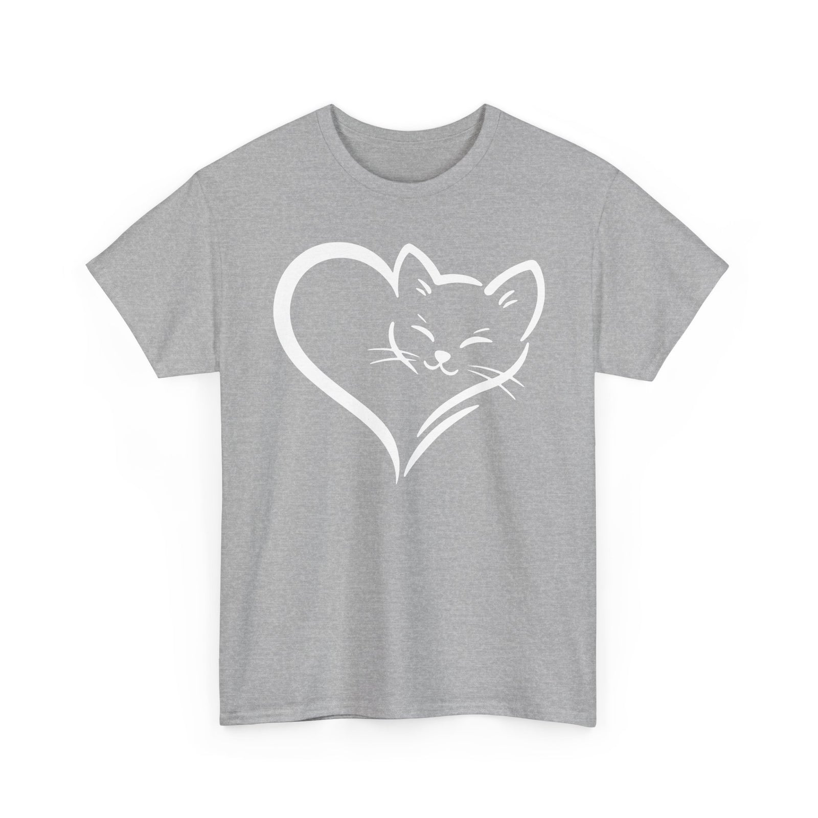 Cute Cat Heart T-Shirt - Cat Lover Gift - Adorable Cat Silhouette Tee