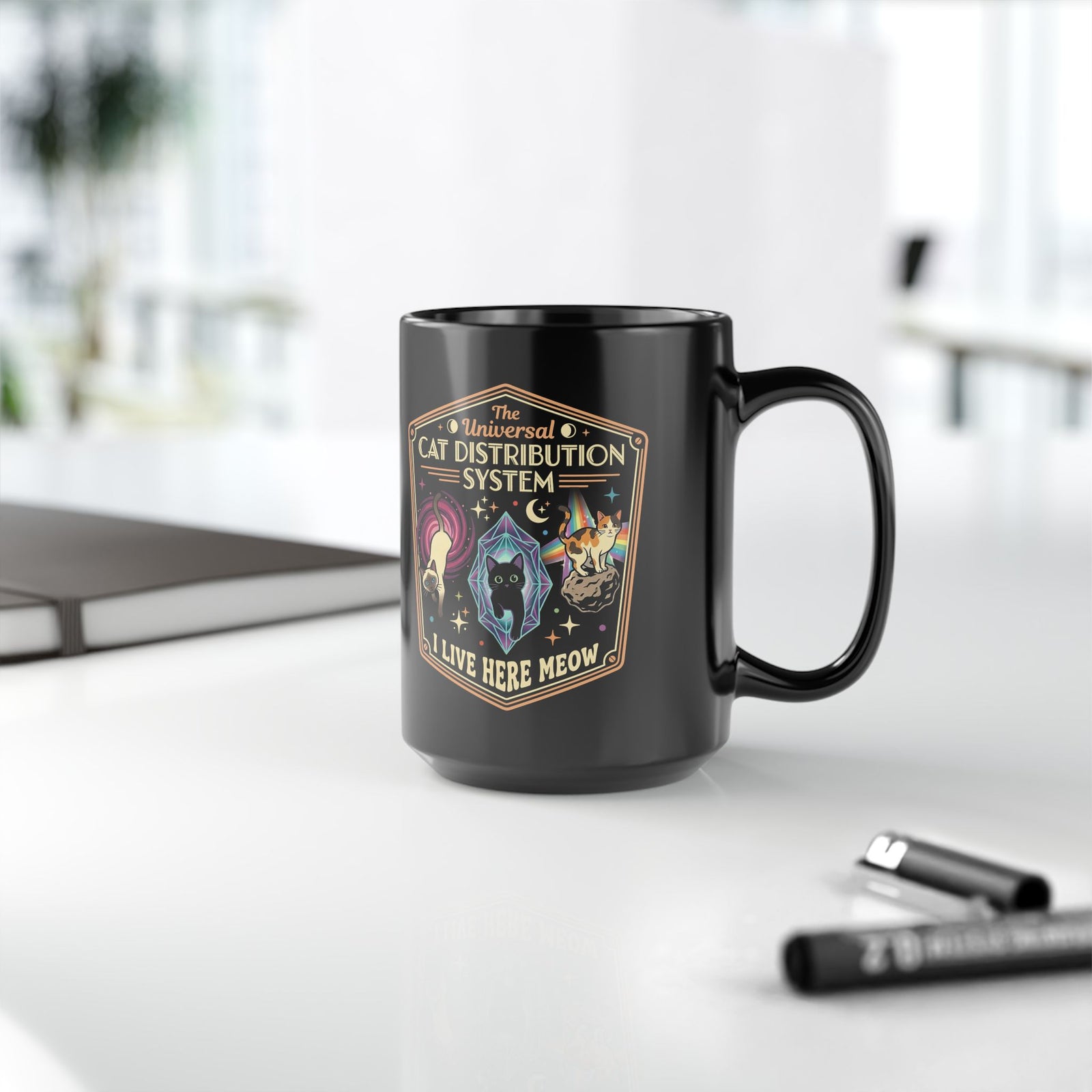 The Universal CAT DISTRIBUTION SYSTEM Black Mug