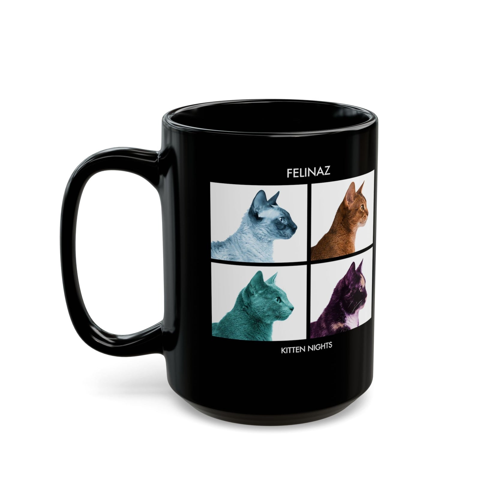 Felinaz Kitten Night Cat Parody Black Mug