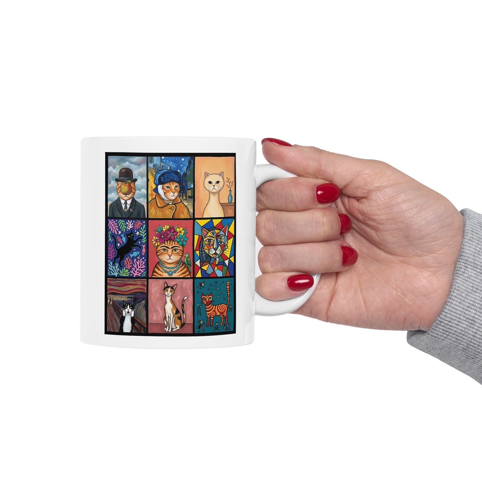 Cats & Art Graphic Ceramic Mug — Artworks and Cats Design