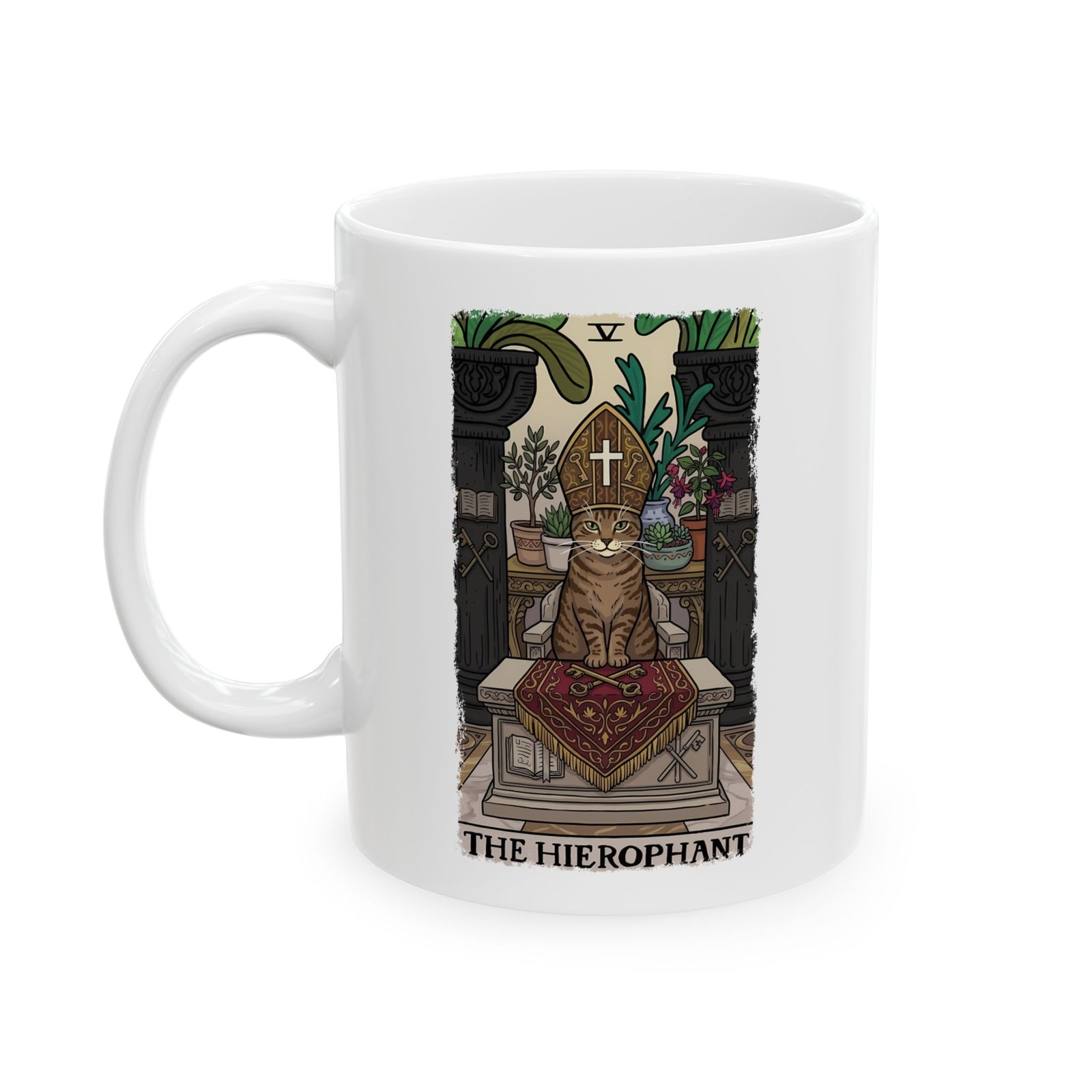 The Hierophant Cat Ceramic Mug — Mystical Tarot-Inspired Mug