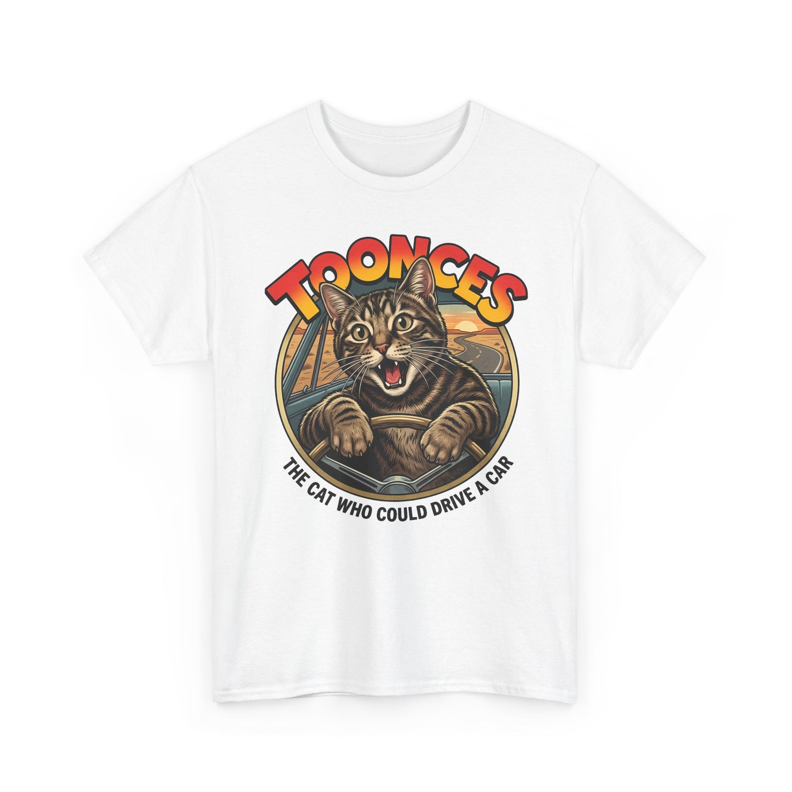 Toonces Cat Driving Tee — "Toonces: The Cat Who Could Drive a Car" Graphic T-Shirt