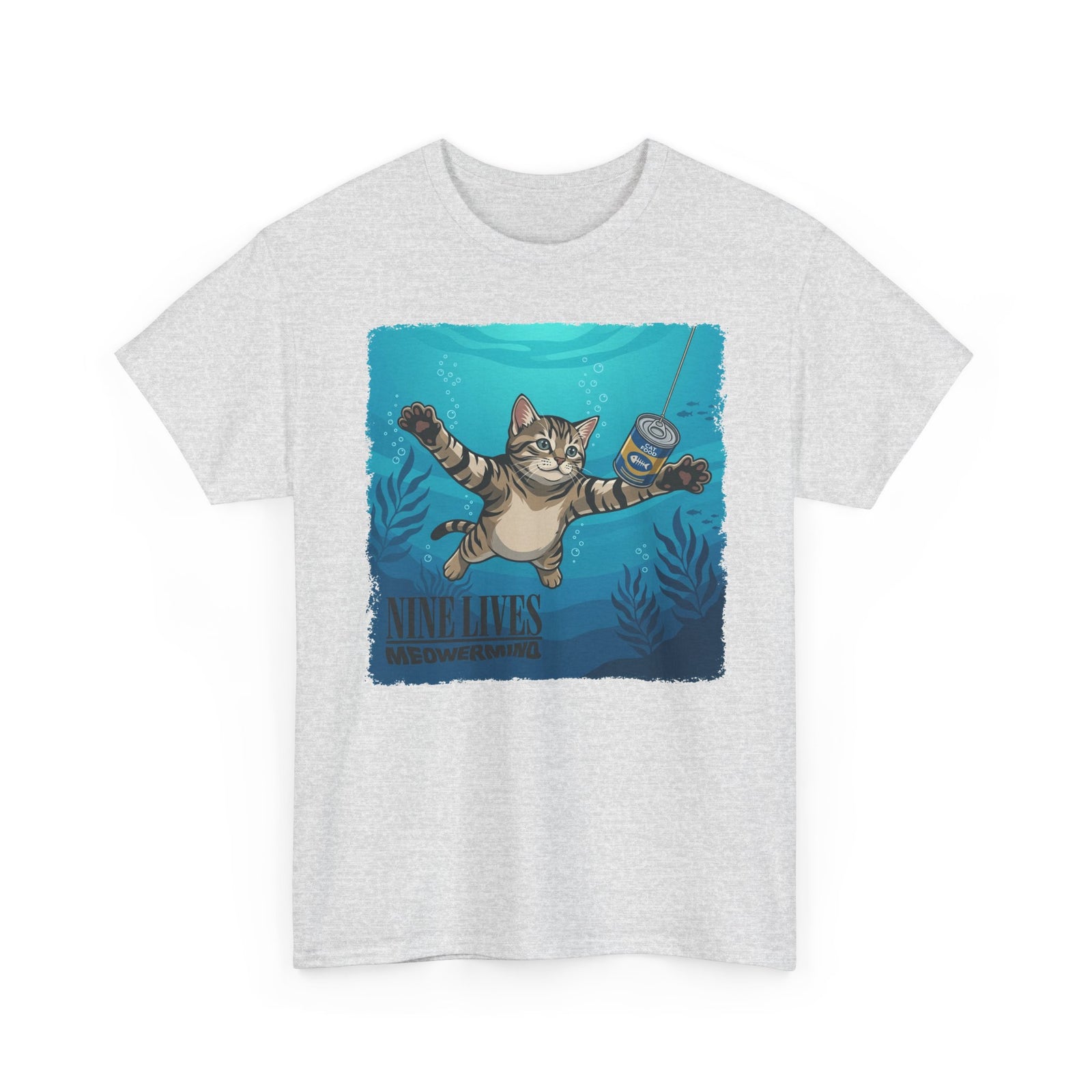 T-Shirt — 'Nine Lives' Diving Cat Graphic Tee