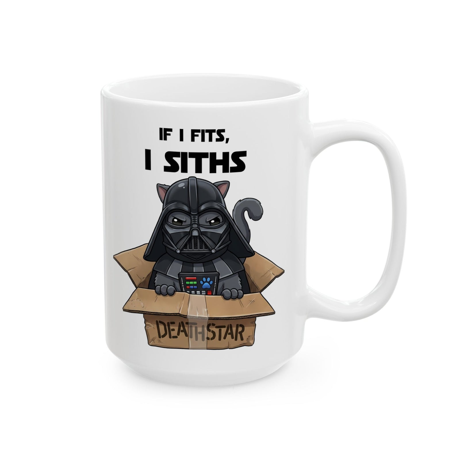 Space Villain Kitten Retro Galaxy Cat Ceramic Mug Funny Cat in Box Graphic Mug