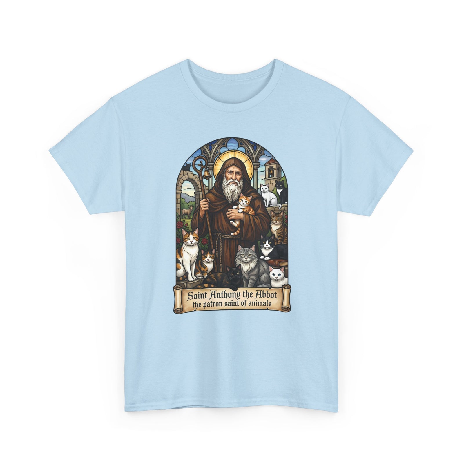 Saint Anthony the Abbot Cat T-Shirt Patron Saint of Animals Shirt
