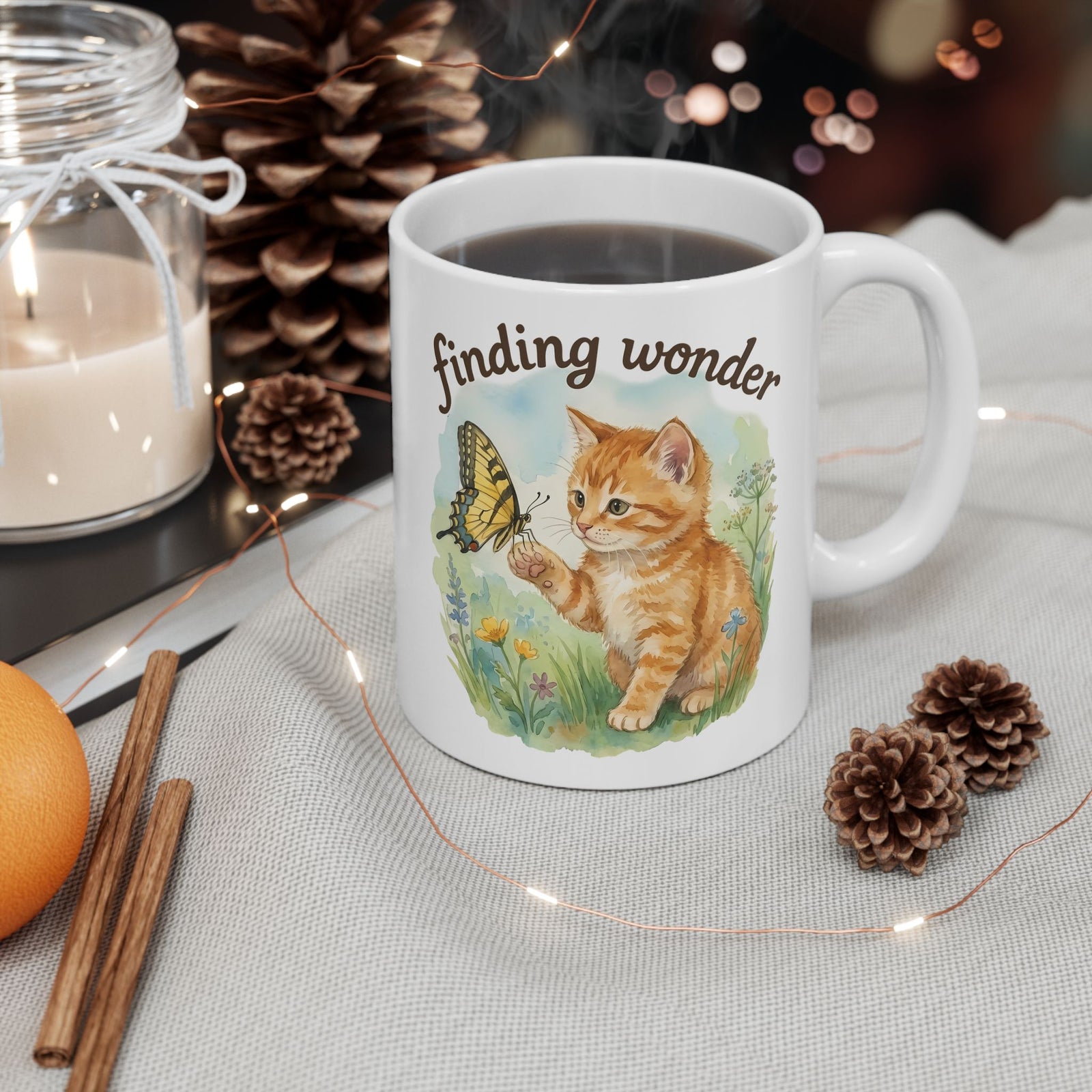 Finding Wonder Cat Ceramic Mug