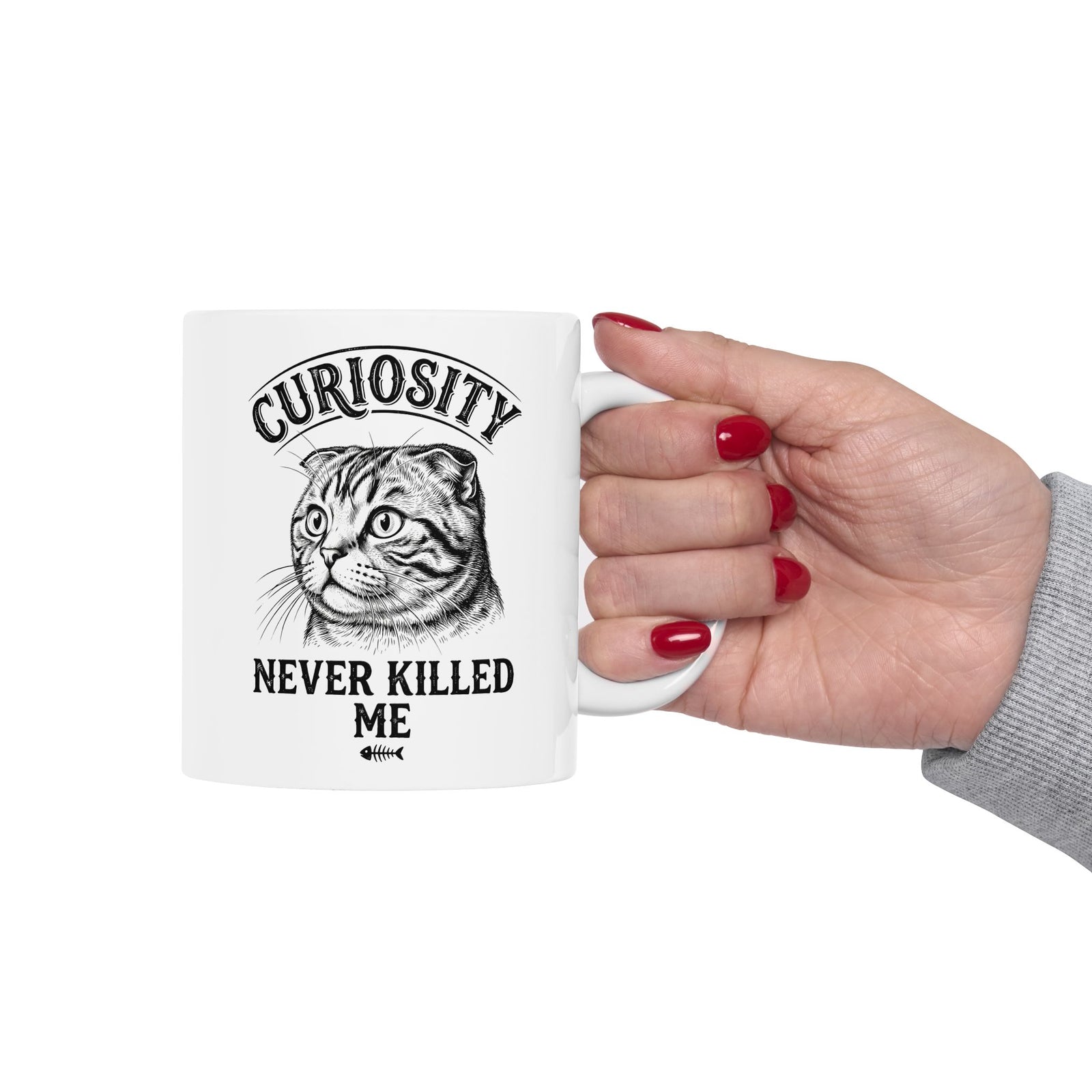 Curiosity Never Killed The Cat Ceramic Mug — Funny Cat Lover Mug