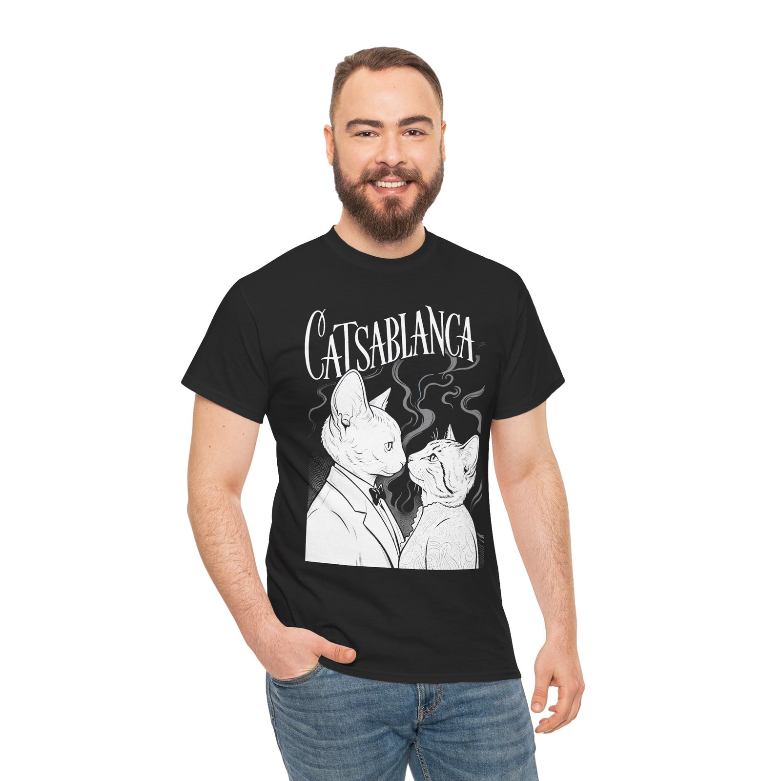 Catsablanca Graphic Tee — Retro Noir Cat Movie Parody T-Shirt