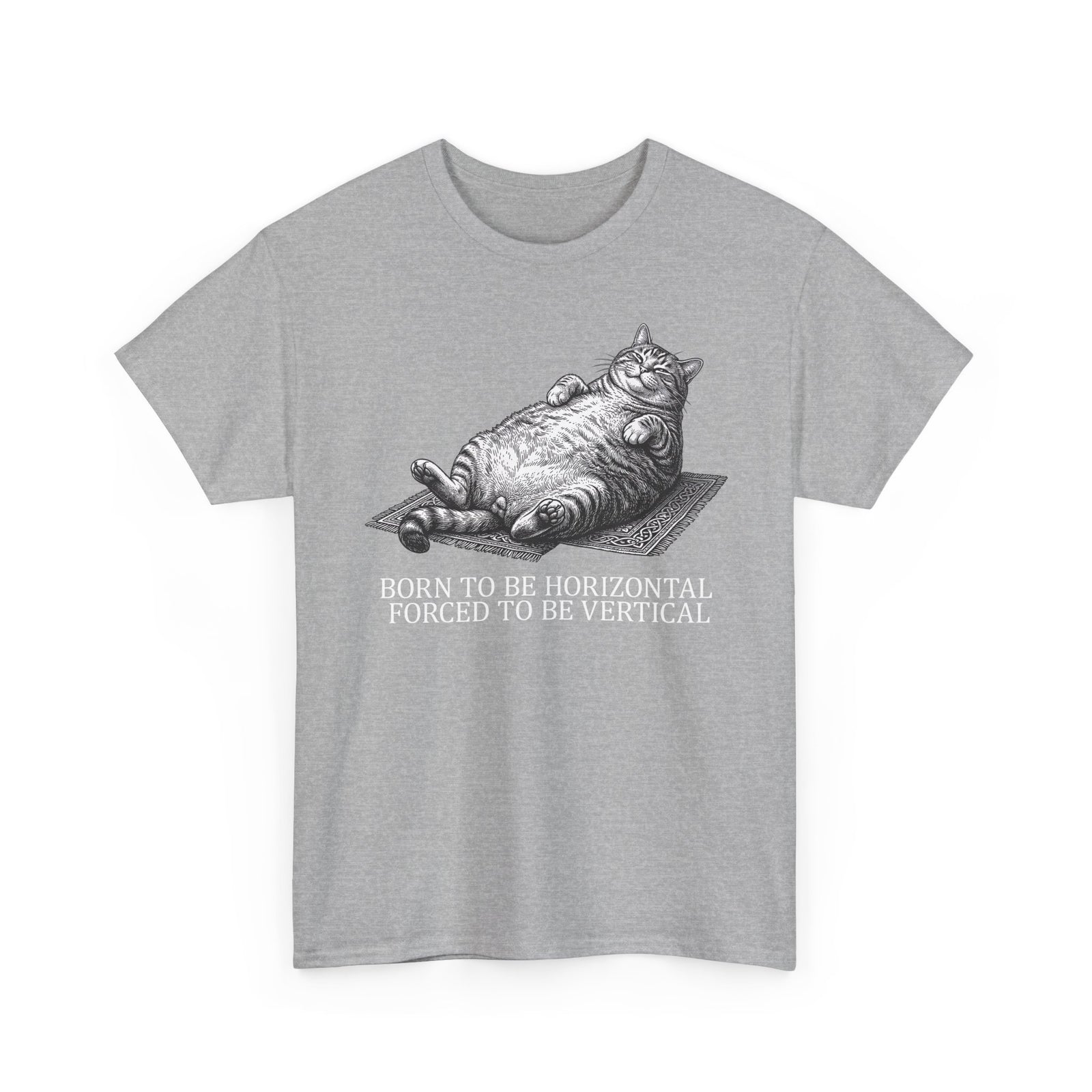Born to Be Horizontal Fat Cat T-Shirt — Funny Lazy Cat Tee