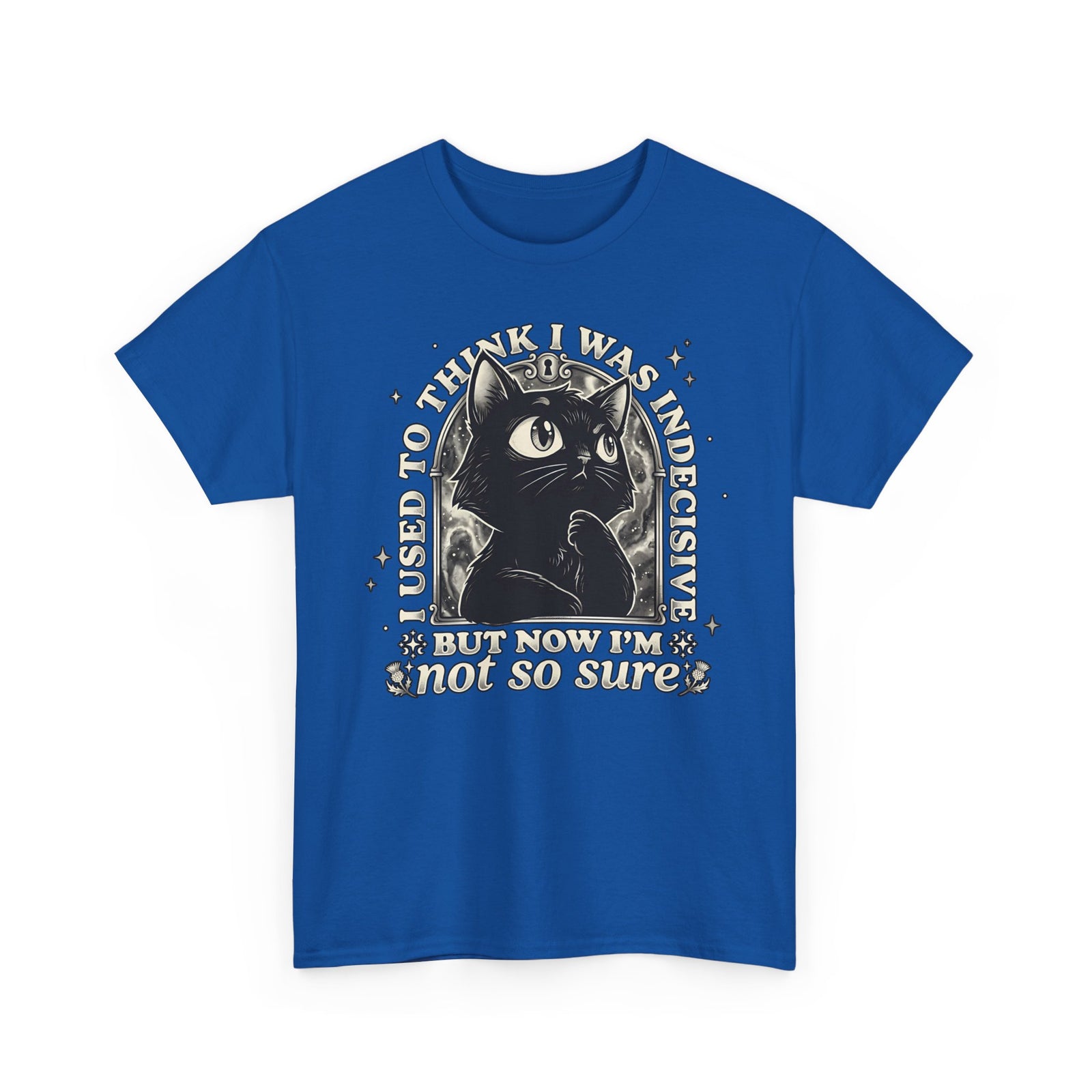 Funny Black Cat T-Shirt — "Used to Think I Was Indecisive. Now I'm Not Too Sure"