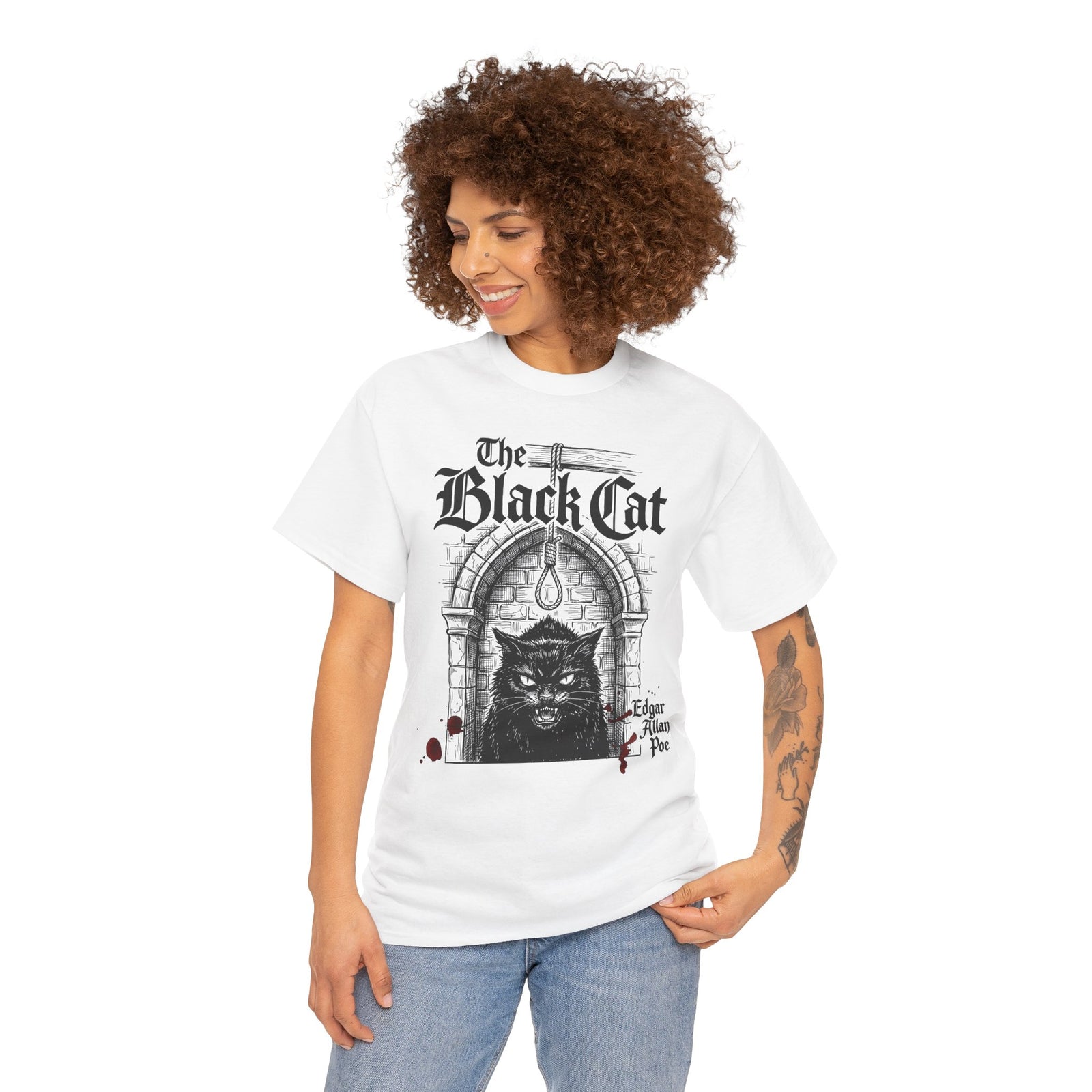 The Black Cat Poe T-Shirt — Gothic Edgar Allan Poe Cat Tee