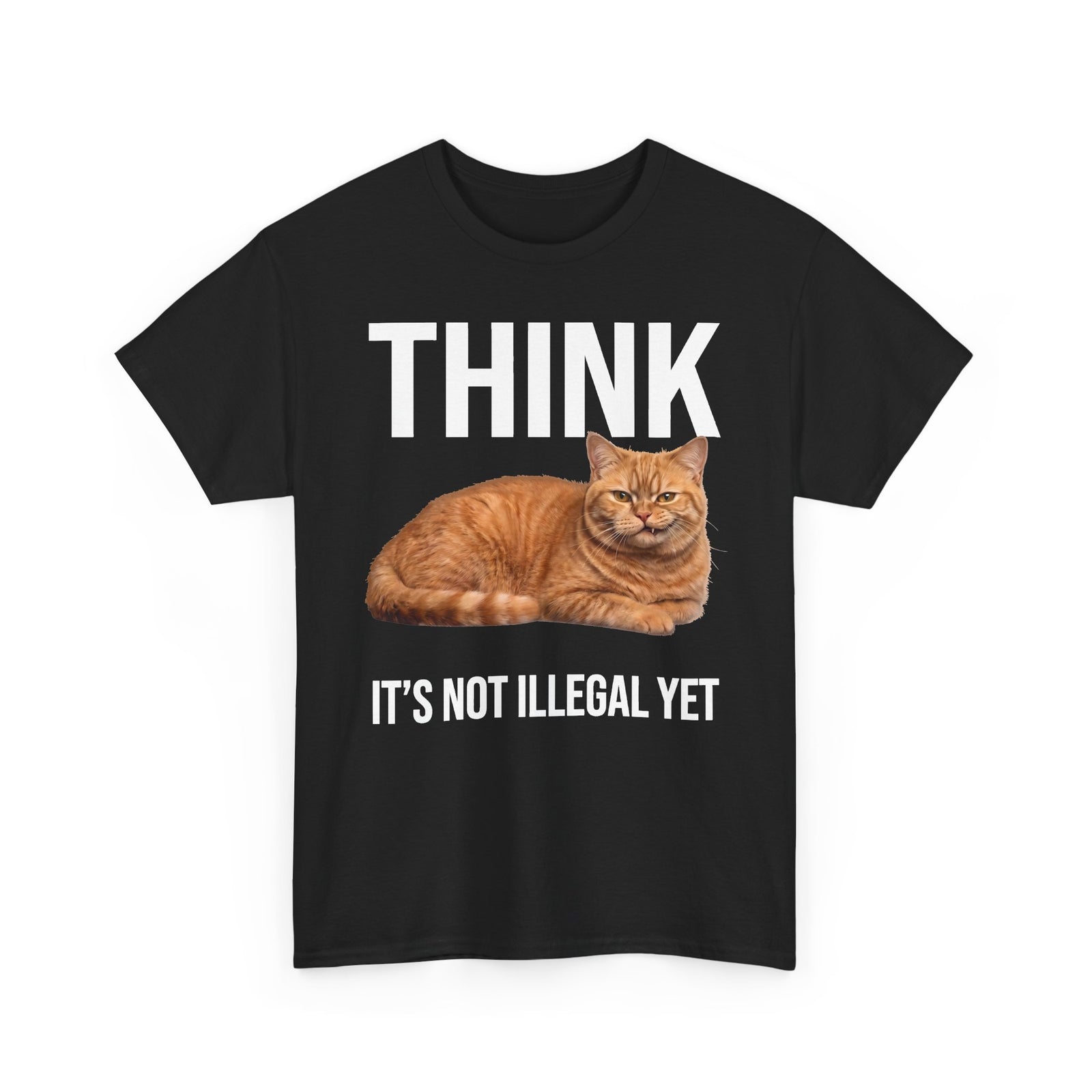 Think It's Not Illegal Yet T-Shirt — Funny Orange Cat Sarcastic Tee
