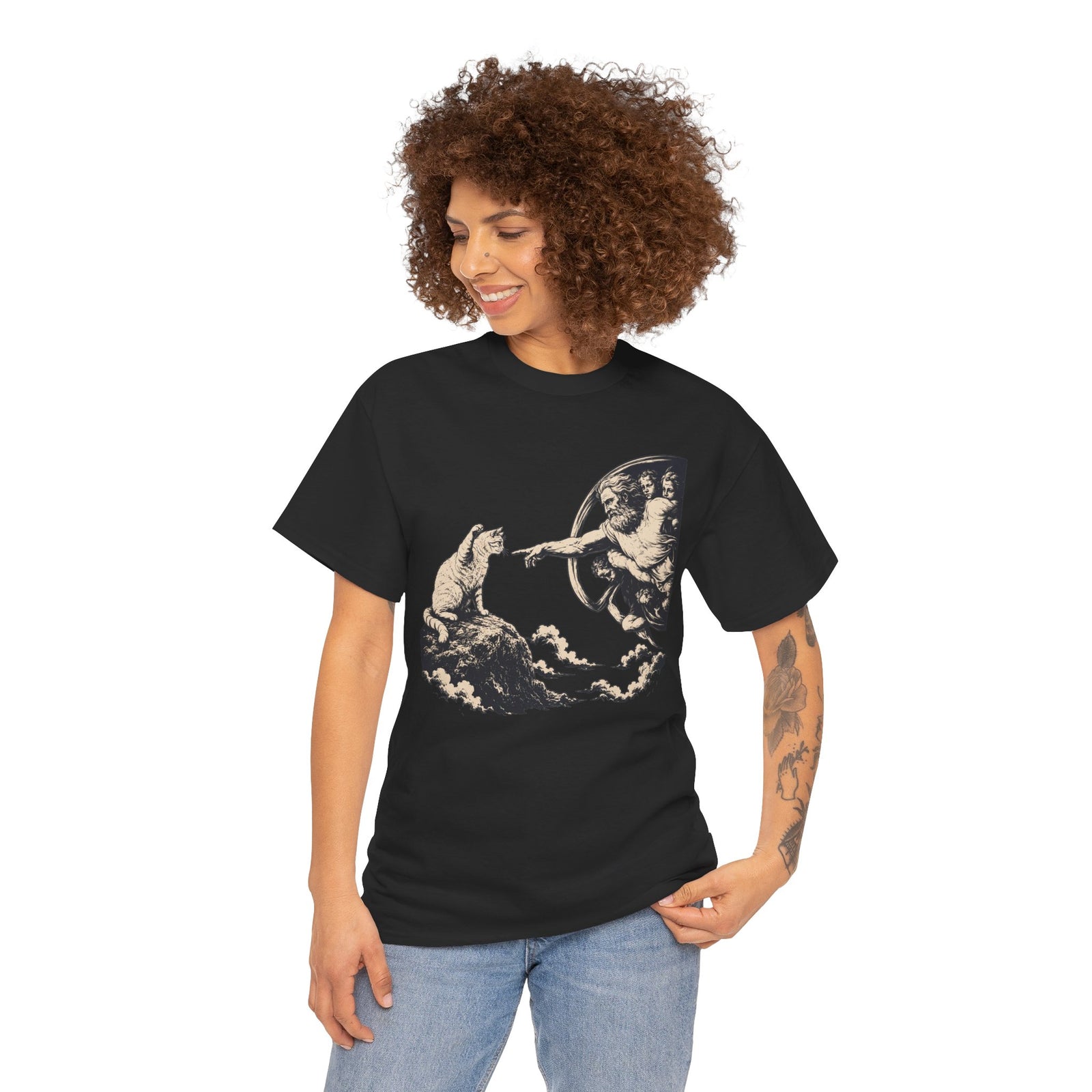 Cat and Creation Tee Vintage Michelangelo-Inspired Puppy Design