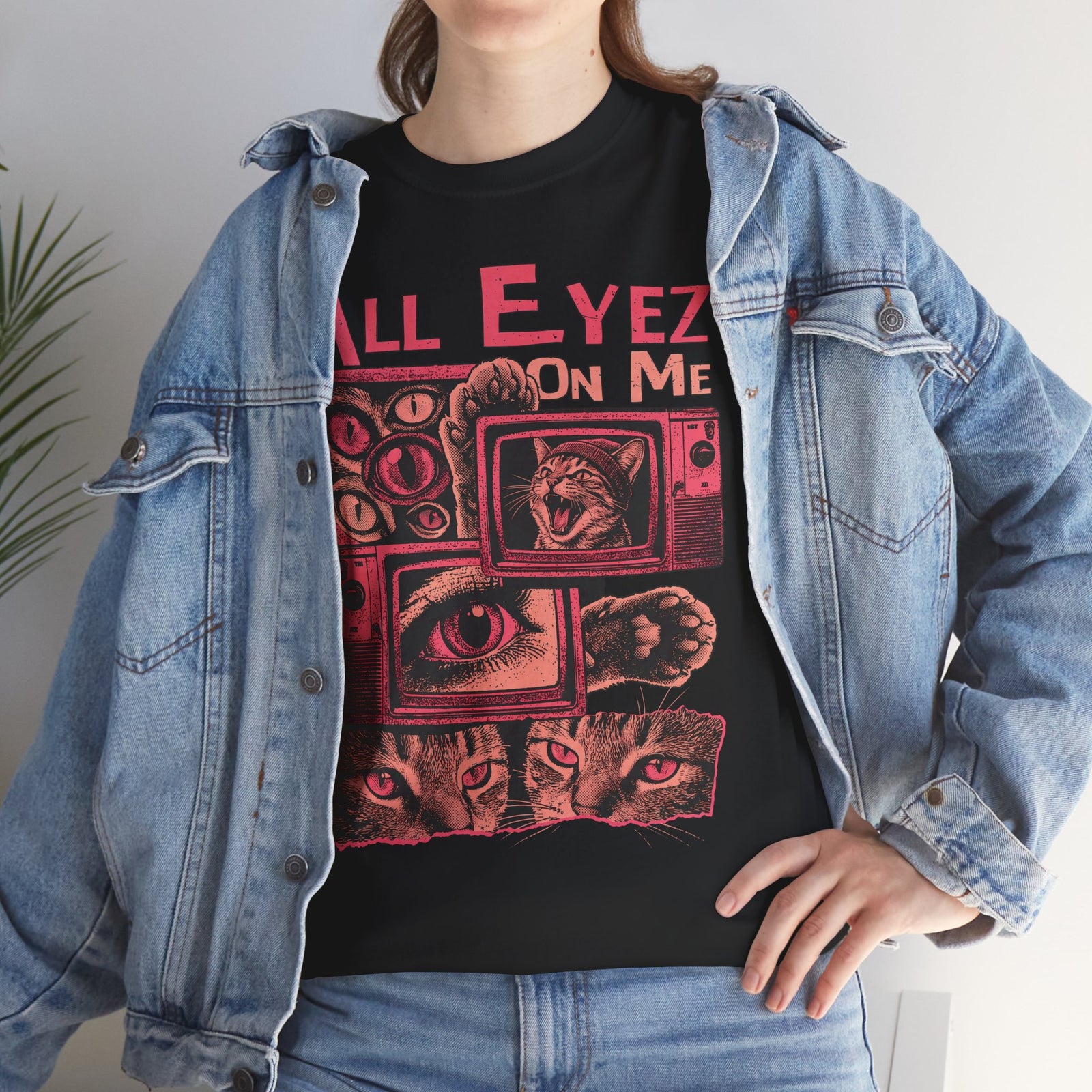 All Eyez On Me T-Shirt — Funny Retro TV Cat Graphic Tee