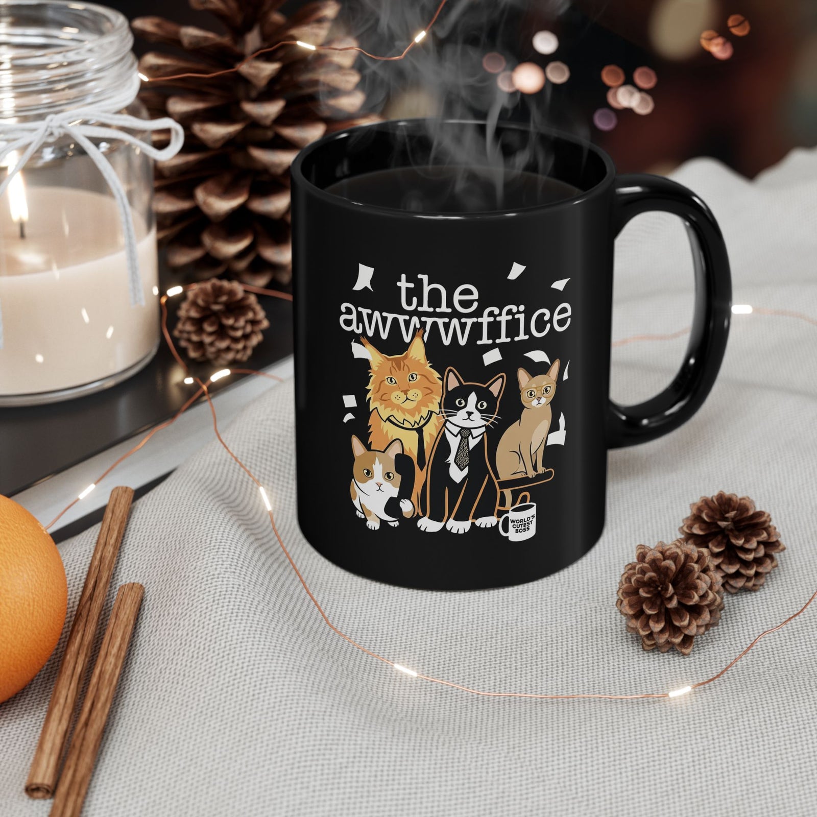 Cute Boss Cat Black Mug Cute Boss Cat Mug for Cat Lovers