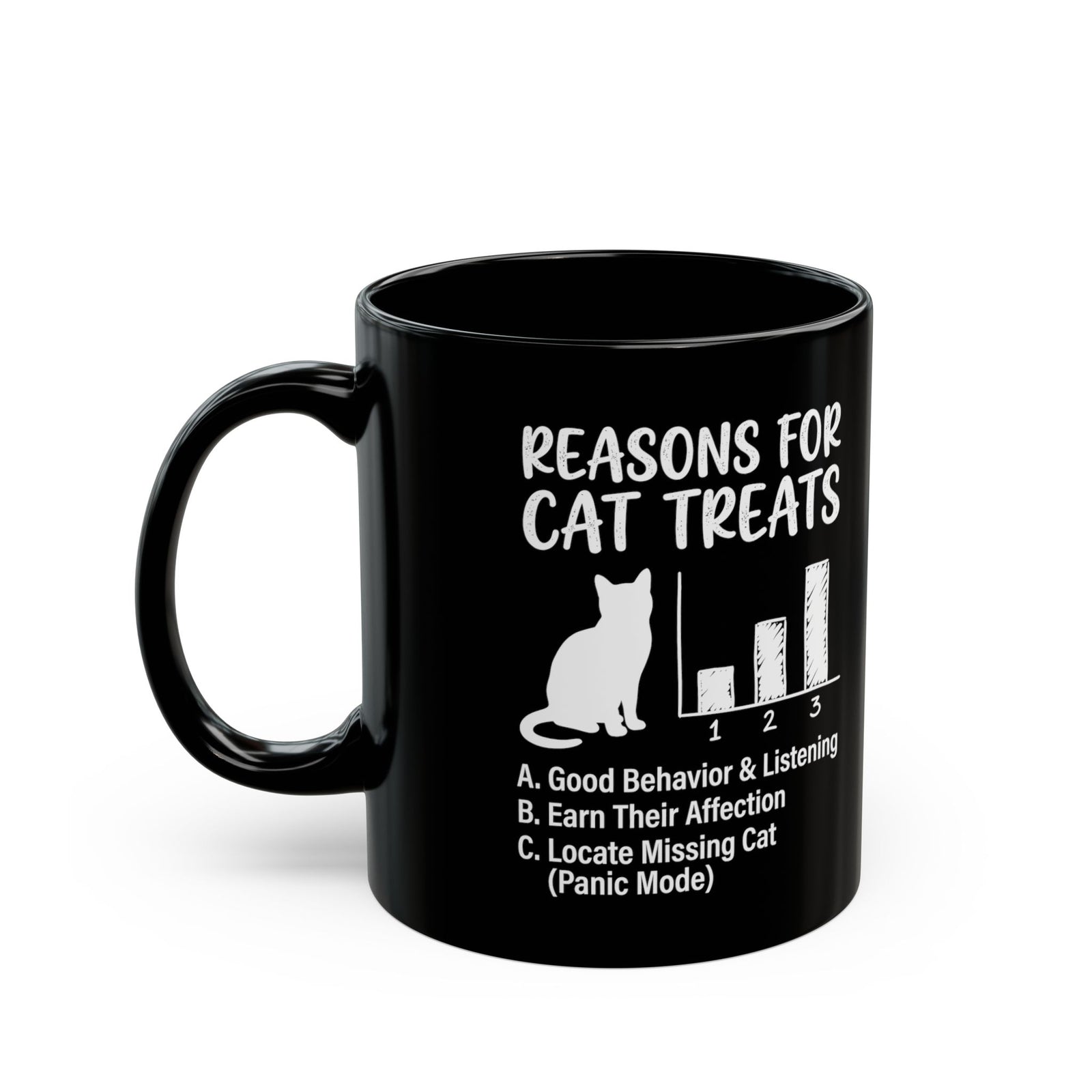 Reasons For Cat Treats Black Mug — Cute Cat Lover Mug