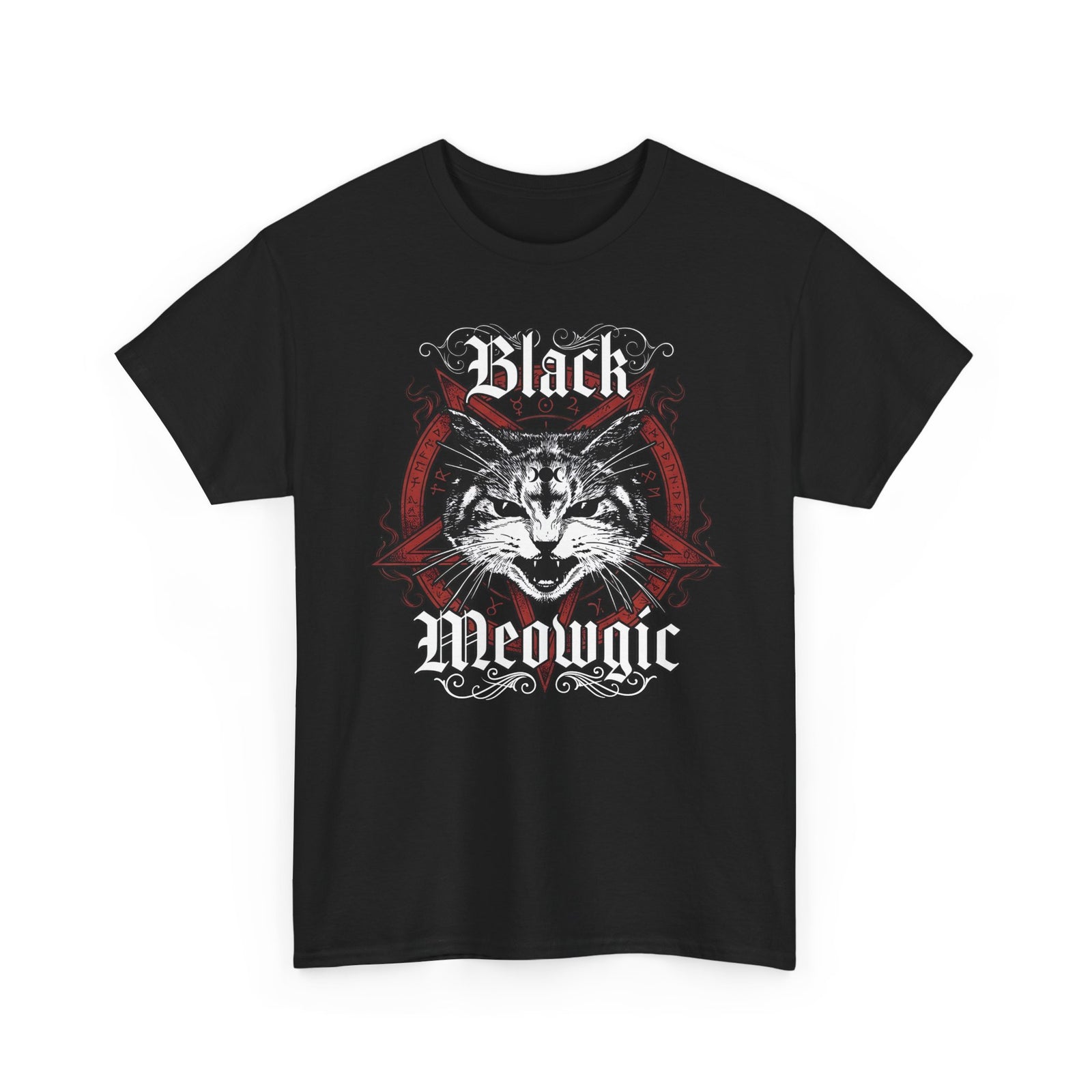 Black Meowgic T-Shirt — Cute Cat Magic Graphic Tee