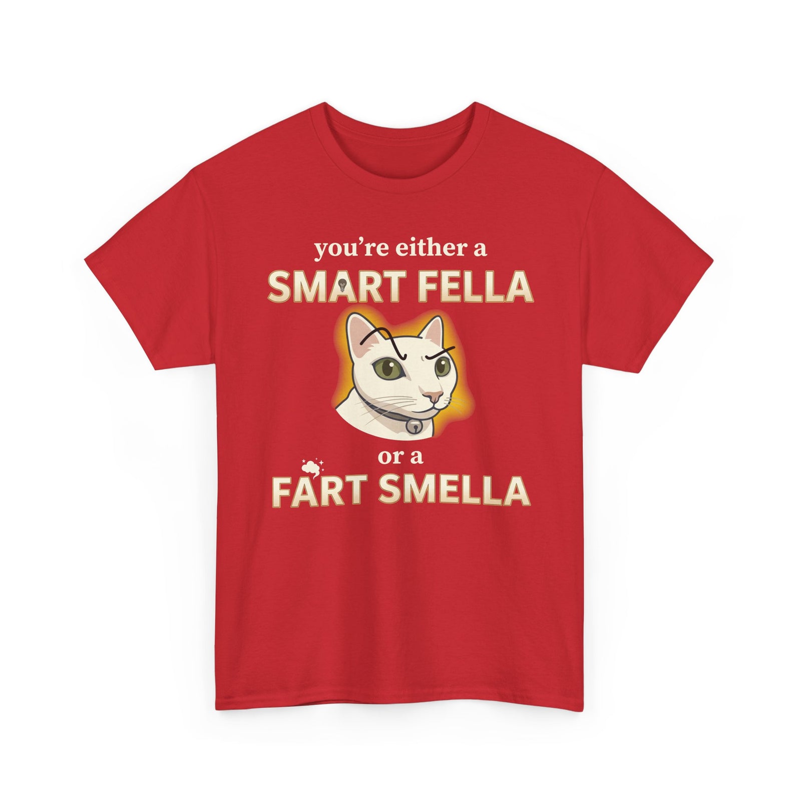 Funny Cat Tee — "You're Either a Smart Fella or a Fart Smella"