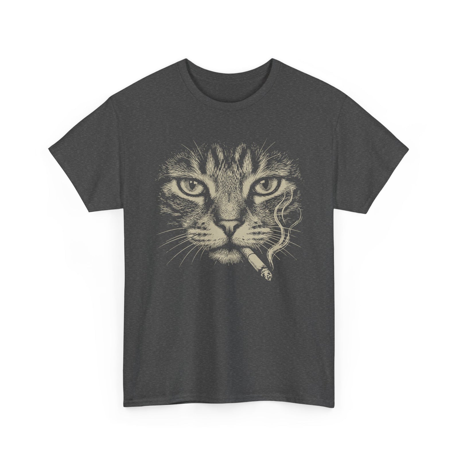 Smoking Cat T-Shirt — Vintage Grunge Cat Graphic Tee