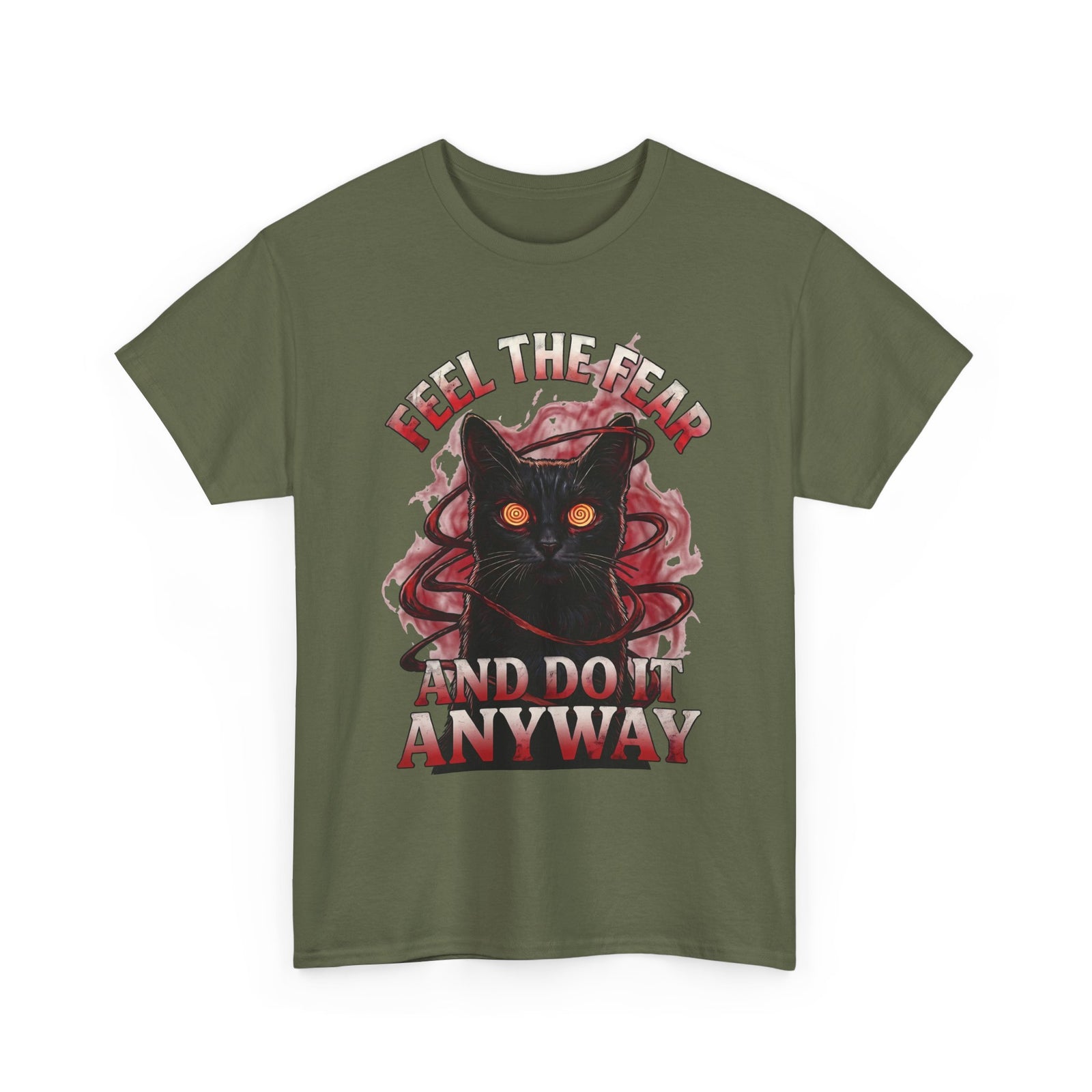 Feel The Fear And Do It Anyway T-Shirt — Hypnotic Black Cat Horror Graphic