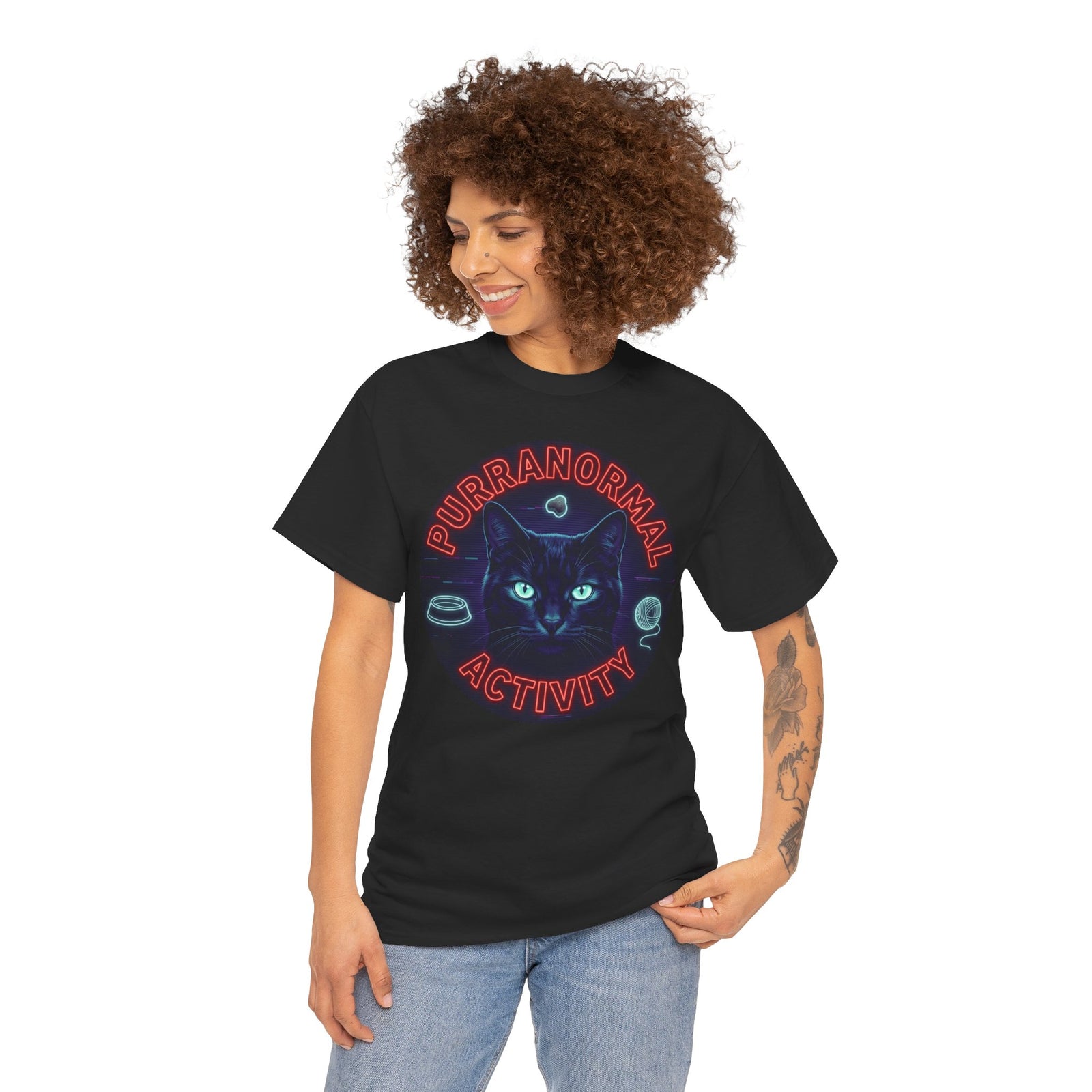 Purranormal Activity Cat T-Shirt — Neon Psychic Cat Tee
