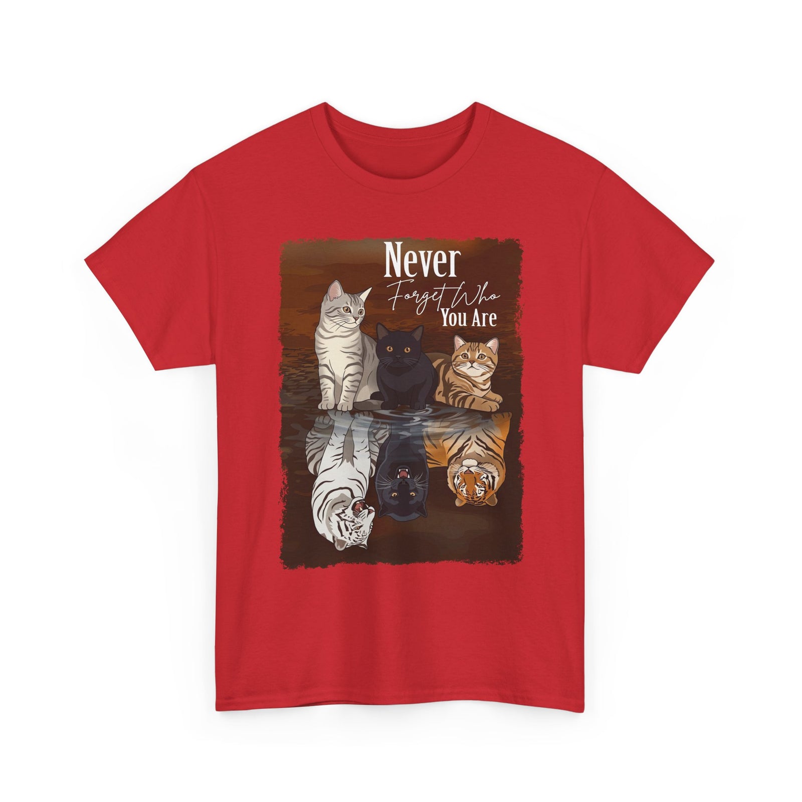Cat T-Shirt "Never Forget Who You Are" — Reflective Trio Cat Design