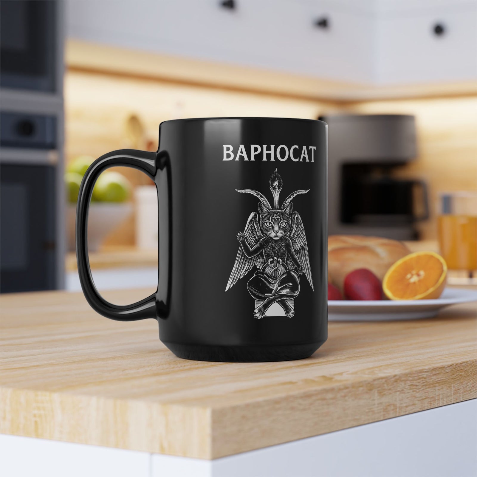 Baphocat Dark Evil Cat Black Mug