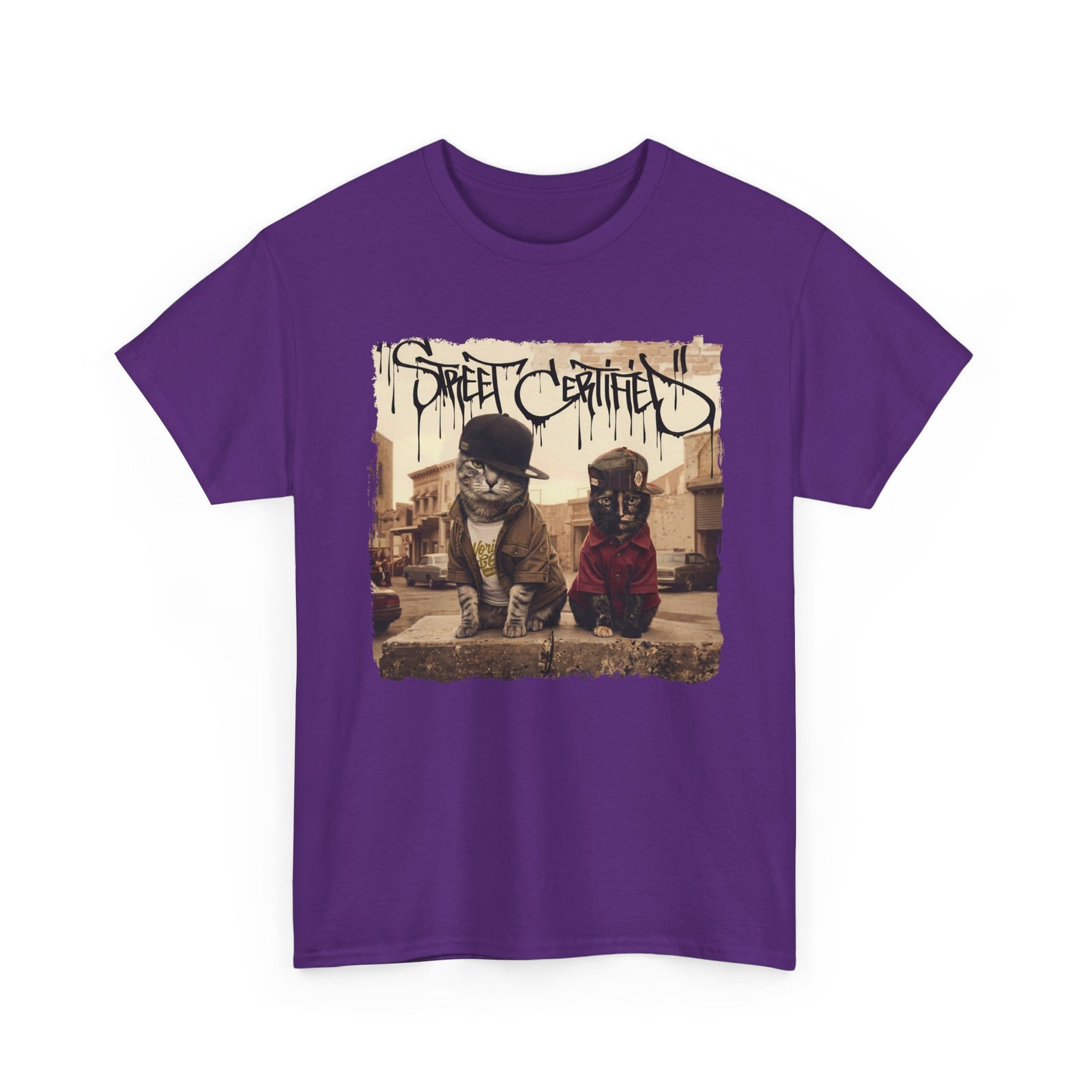 Funny Streetwear Cats "Street Certified" Retro Graphic Tee