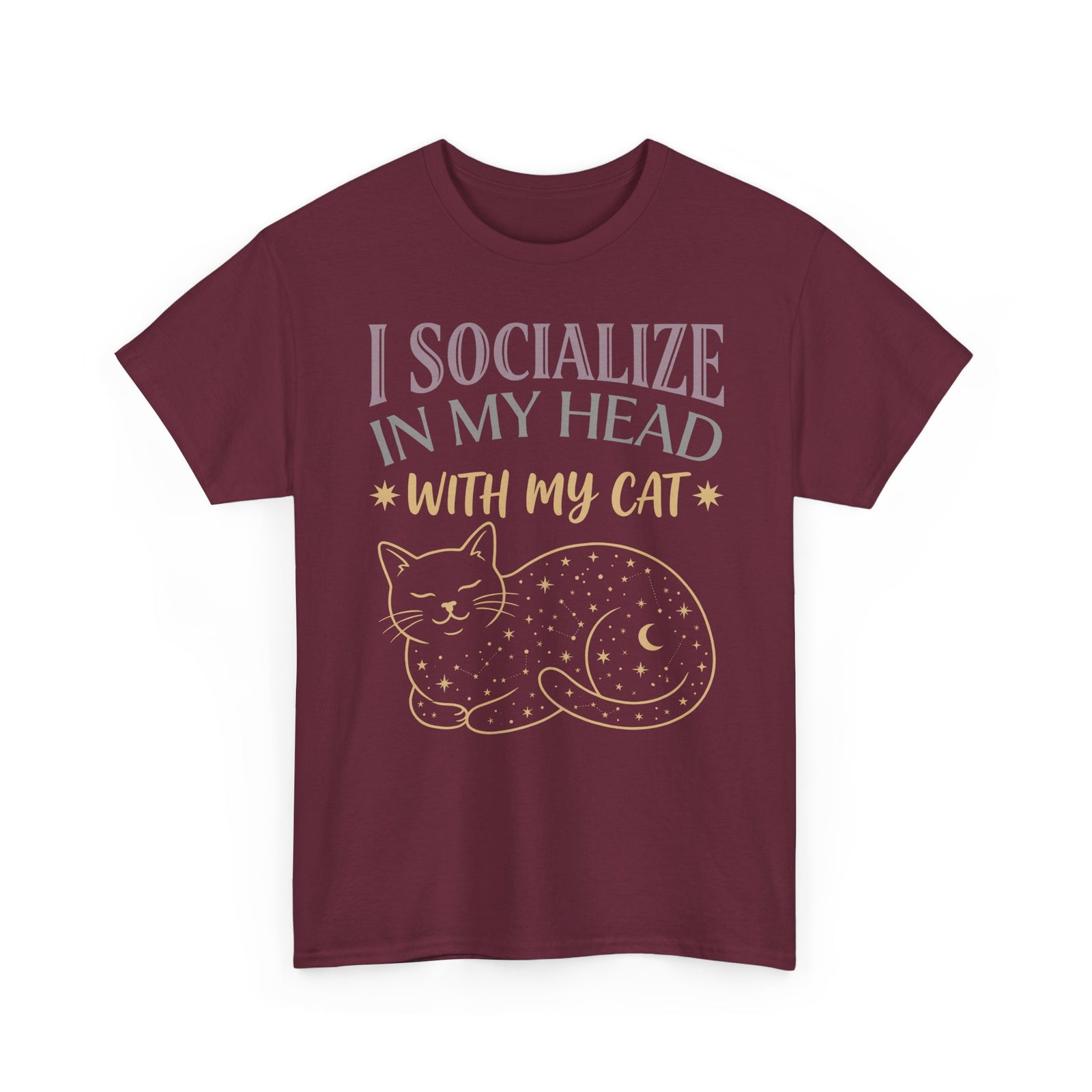 I Socialize in My Head With My Cat T-Shirt — Funny Cat Lover Tee