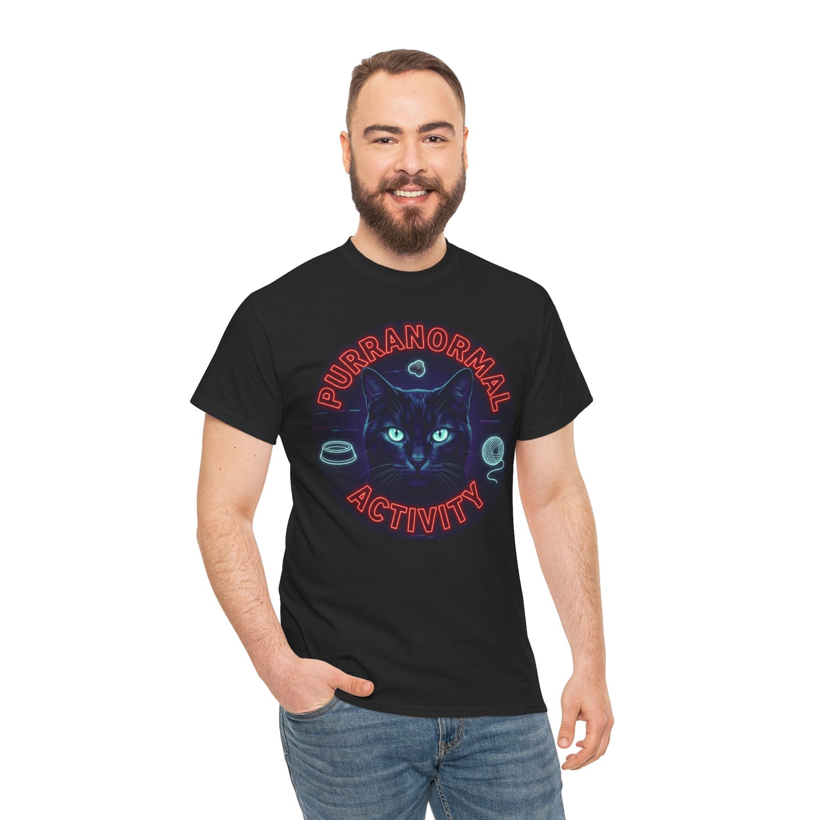 Purranormal Activity Cat T-Shirt — Neon Psychic Cat Tee