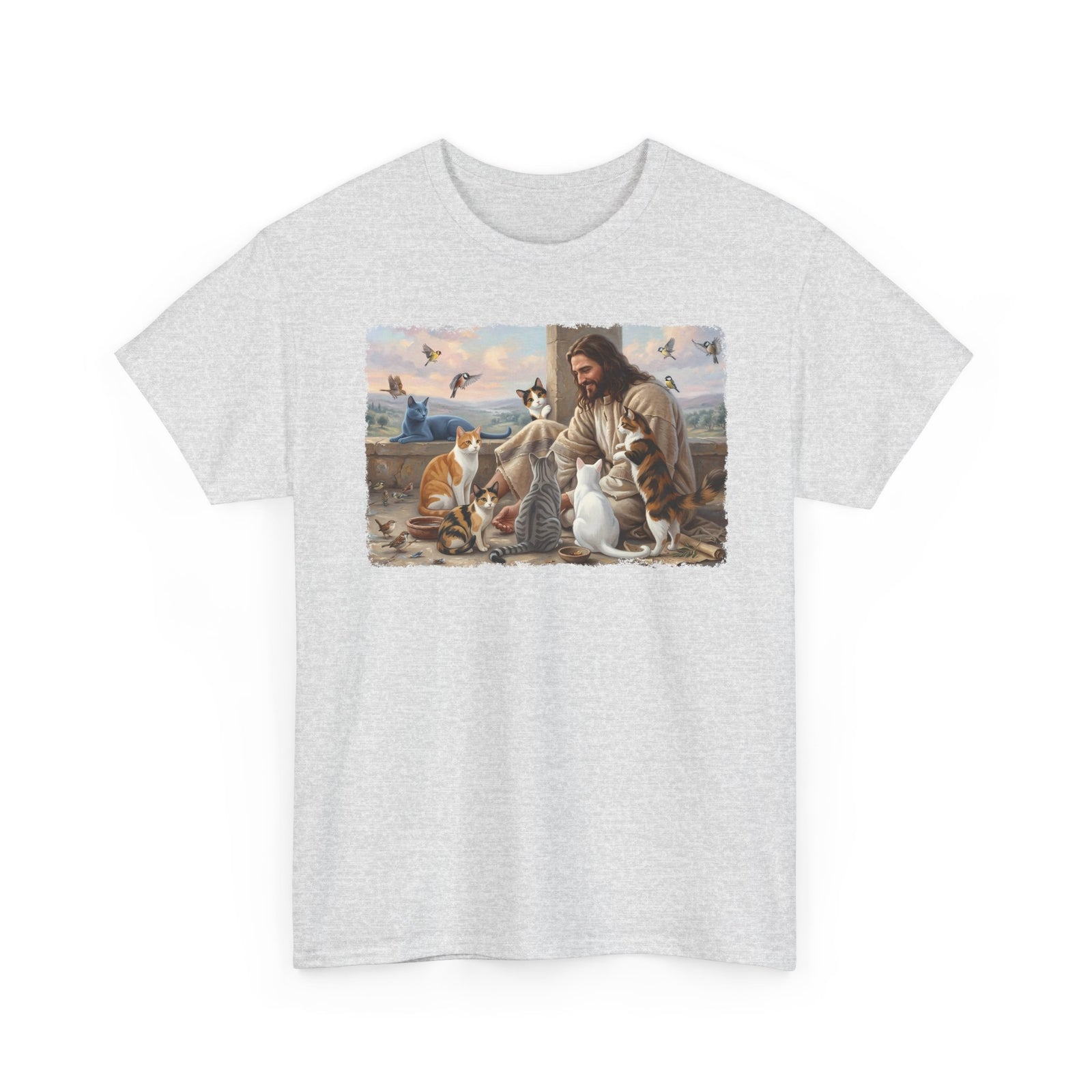 Jesus Surrounded by Cats T-Shirt — Religious Cat Lover Tee