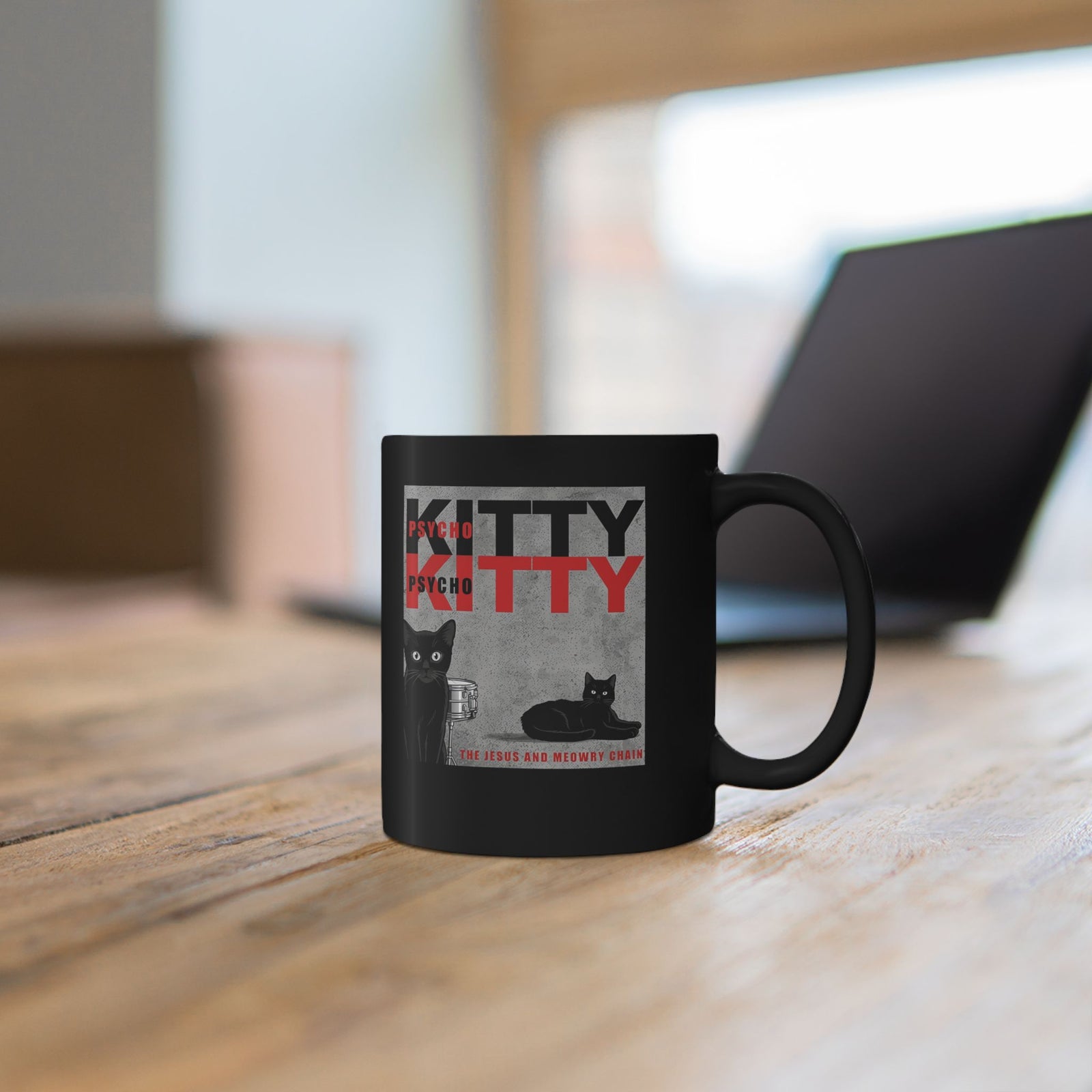 Kitty Mug Retro Black Cat Graphic T‑Mug