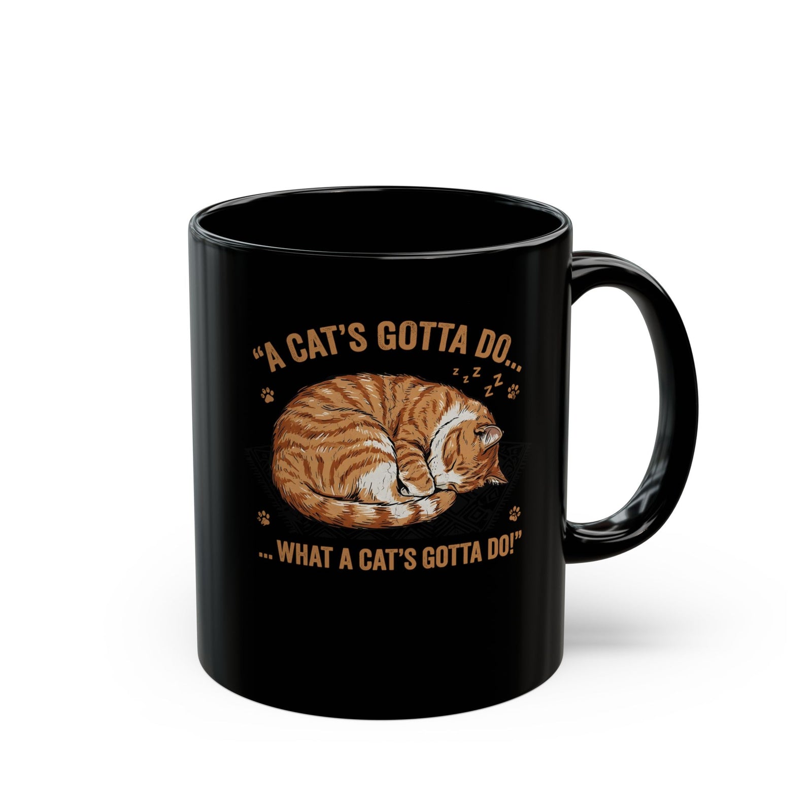 Cat Lover Black Mug — Sleeping Cat Graphic Mug