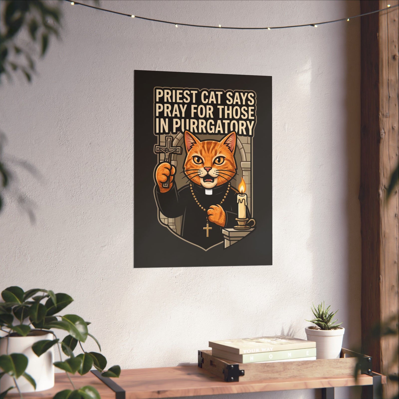 Priest Cat 'Pray For Those In Purratory' Poster