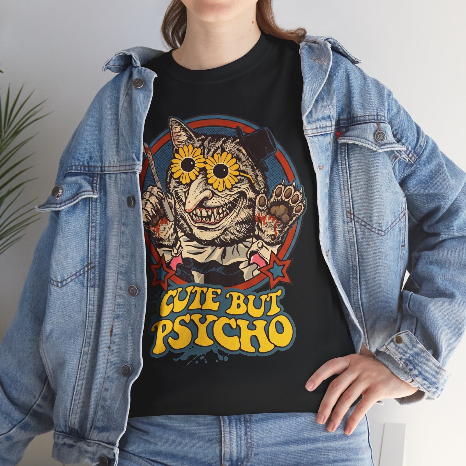 Cute But Psycho Cat T-Shirt — Creepy Vintage Horror Feline Tee