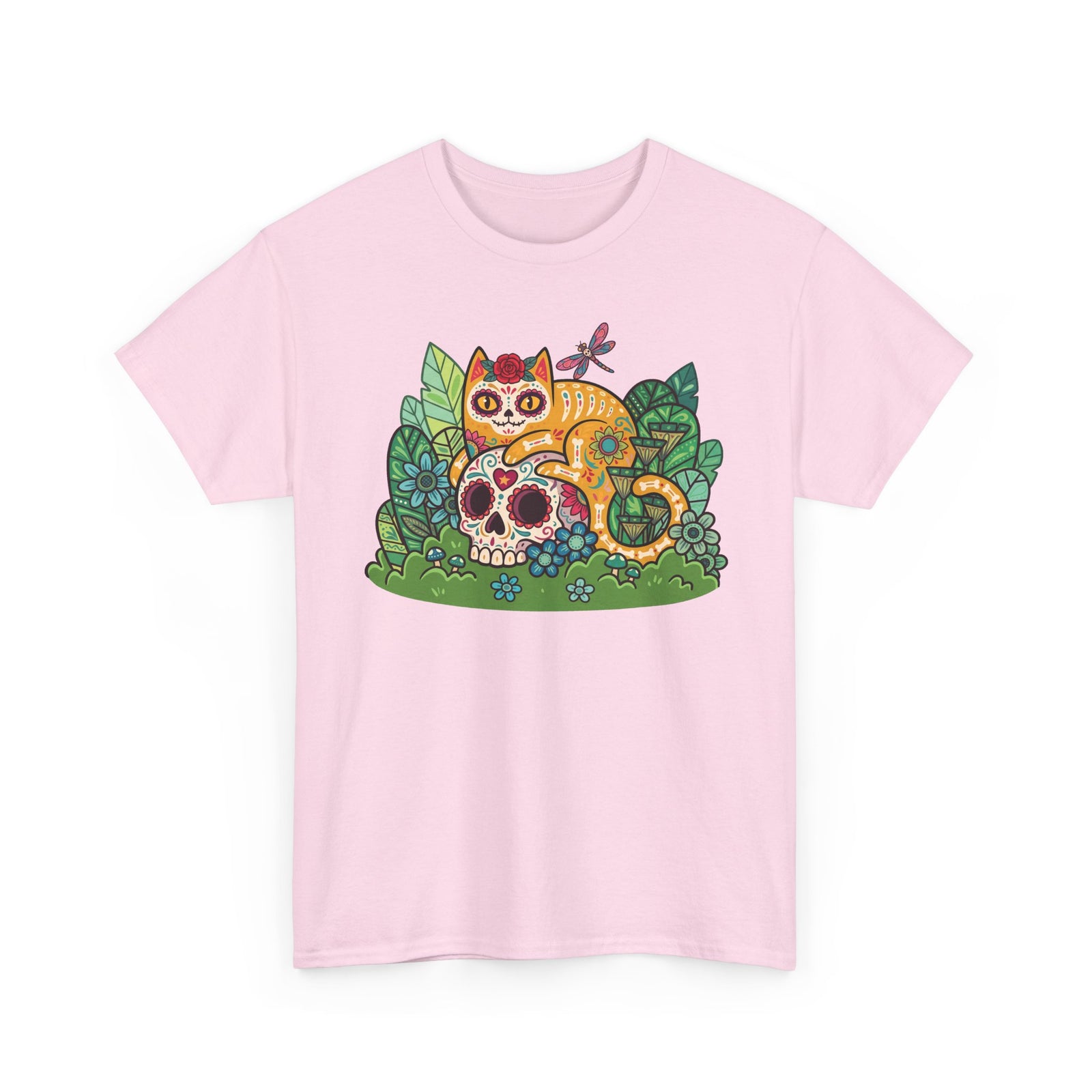 Sugar Skull Cat T-Shirt — Day of the Dead Calavera Feline Tee
