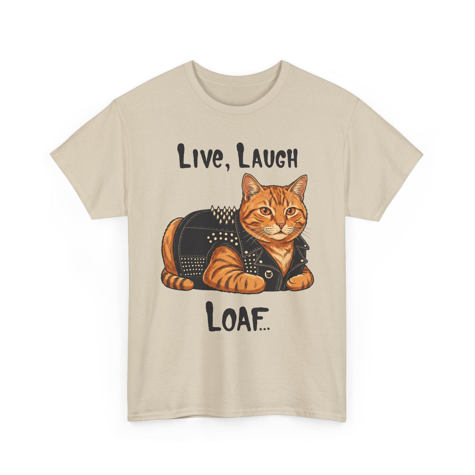 "Live, Laugh, Loaf" Punk Rock Orange Cat T-Shirt